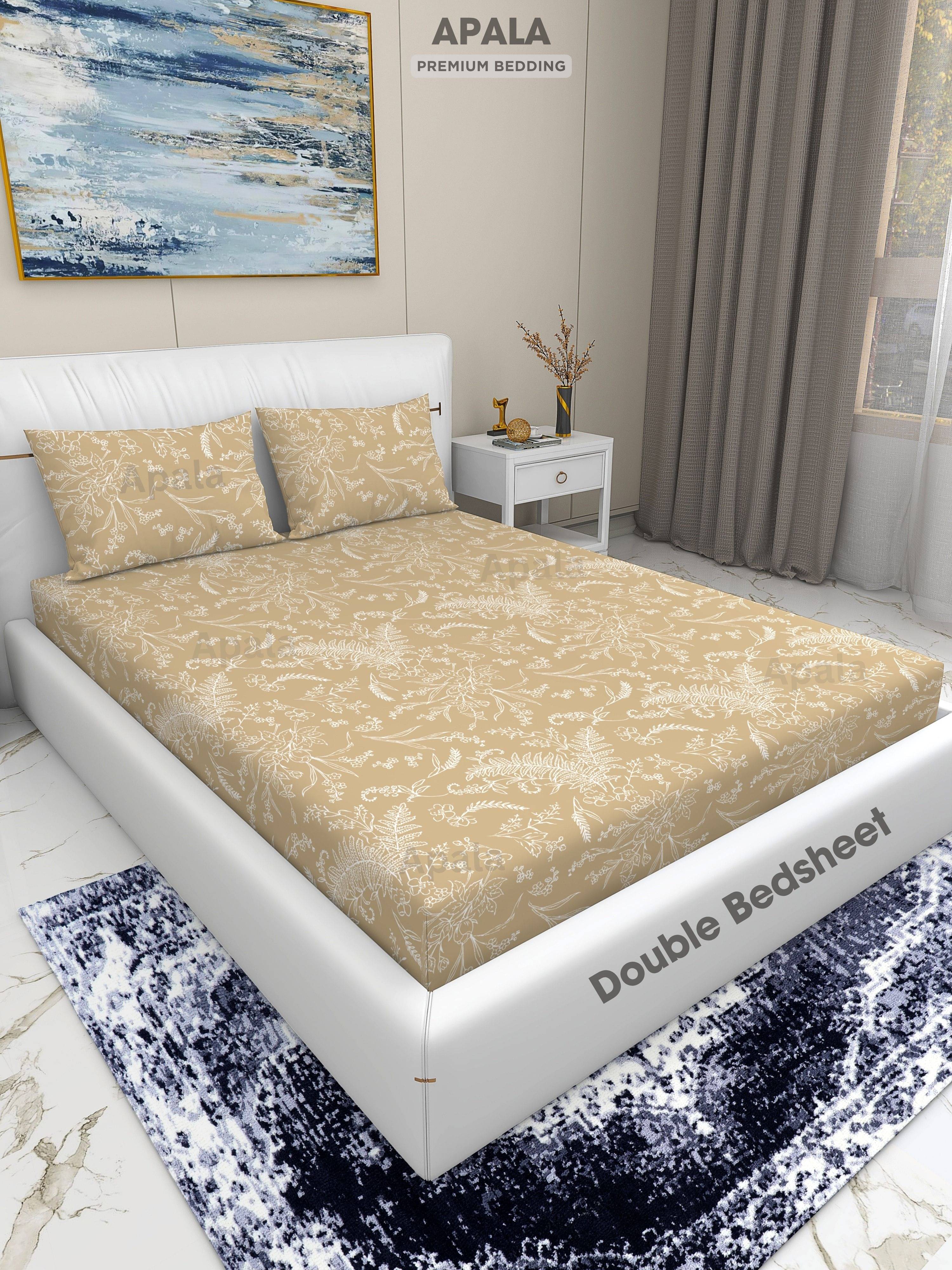     			Apala Microfiber 1 Double King Bedsheet with 2 Pillow Covers ( Gold )