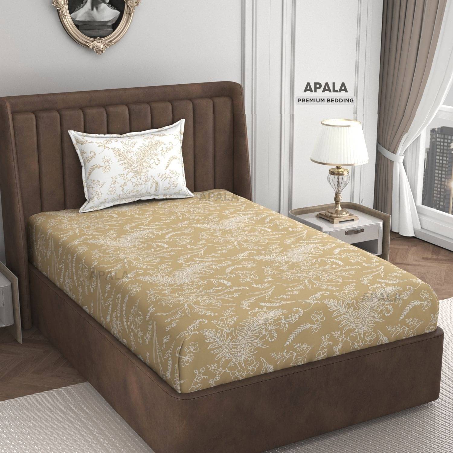     			Apala Microfiber 1 Single Bedsheet with 1 Pillow Cover ( Mustard )