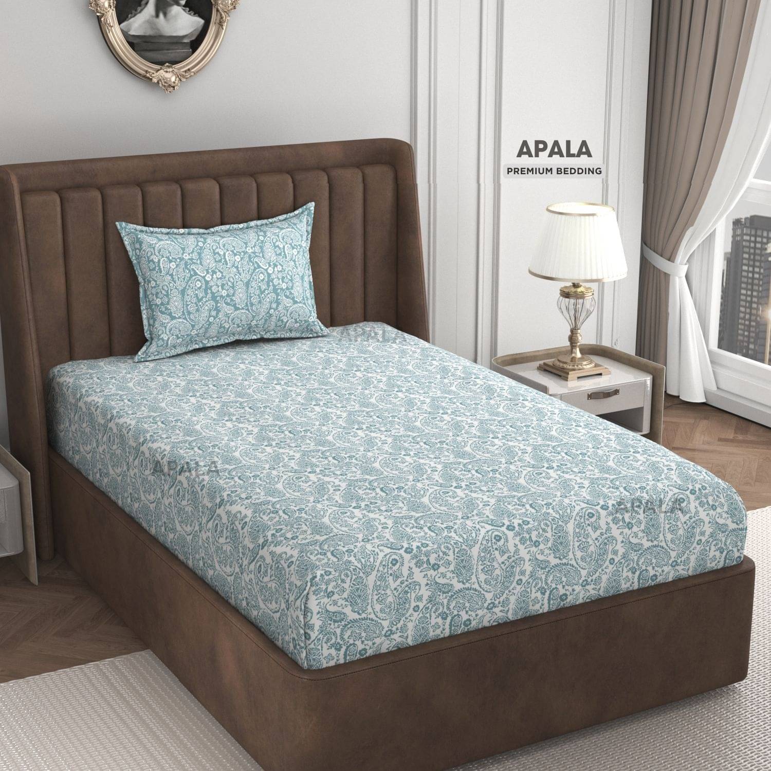     			Apala Microfiber 1 Single Bedsheet with 1 Pillow Cover ( Sky Blue )