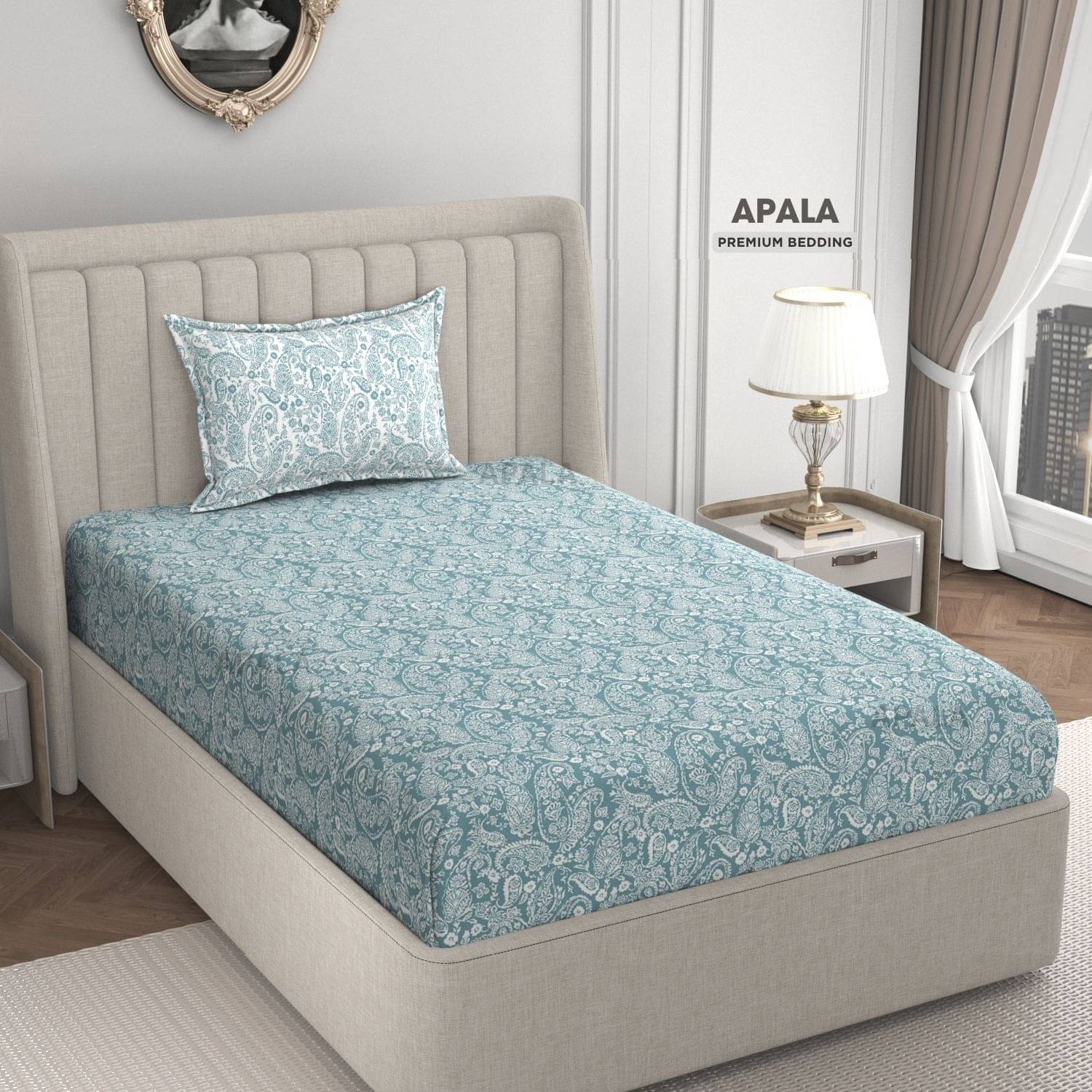     			Apala Microfiber 1 Single Bedsheet with 1 Pillow Cover ( Light Blue )