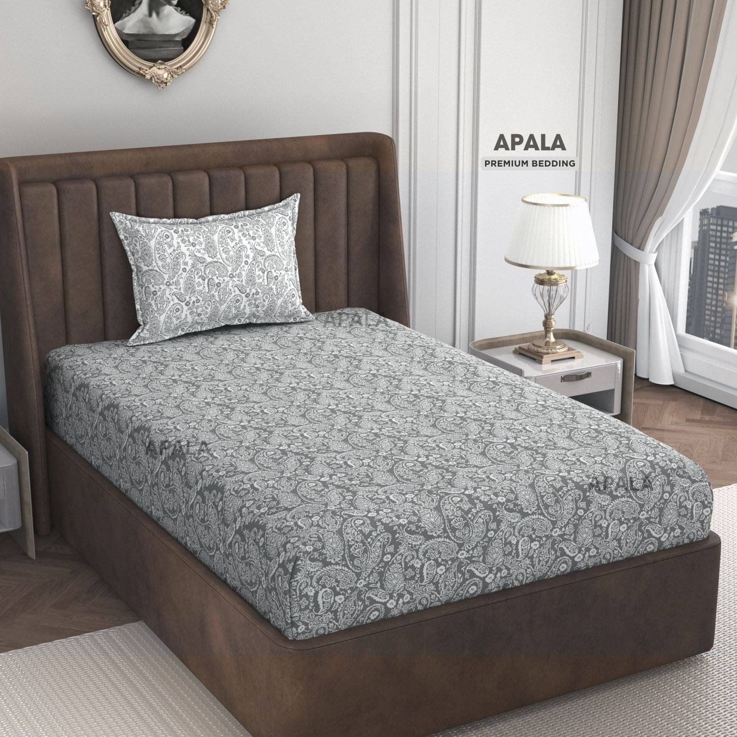     			Apala Microfiber 1 Single Bedsheet with 1 Pillow Cover ( Grey )