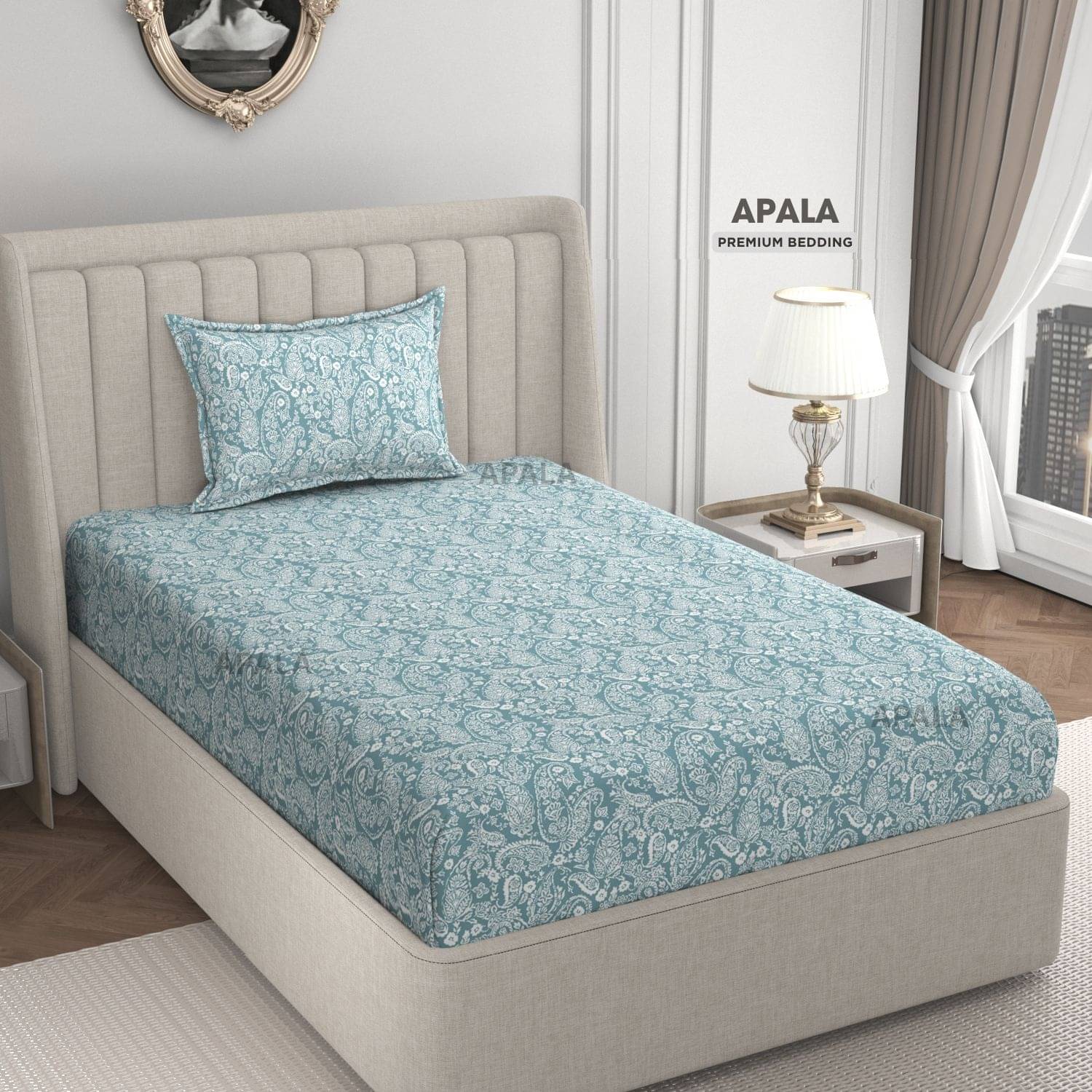 Apala Microfiber 1 Single Bedsheet with 1 Pillow Cover ( Blue ) Apala Microfiber 1 Single Bedsheet with 1 Pillow Cover ( Blue )