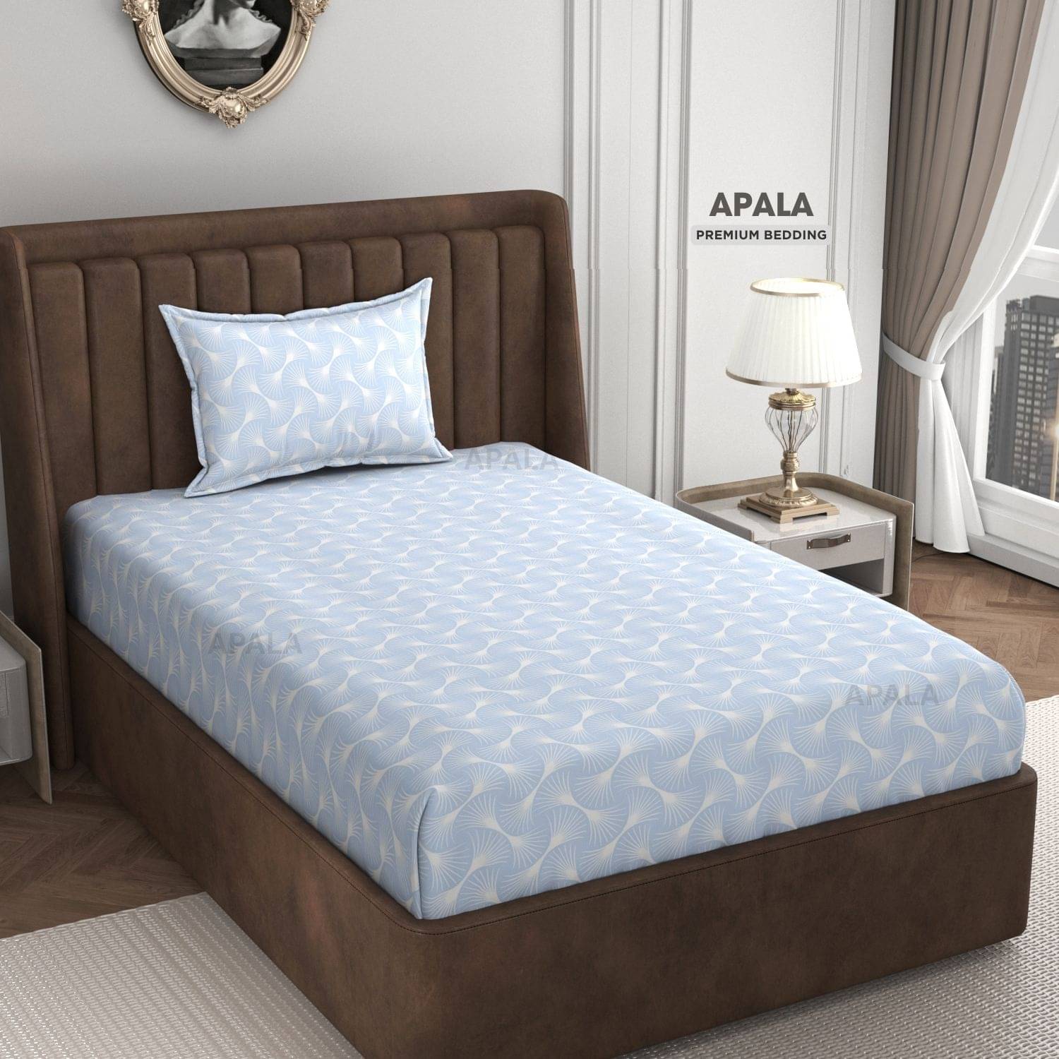     			Apala Microfiber 1 Single Bedsheet with 1 Pillow Cover ( Blue )