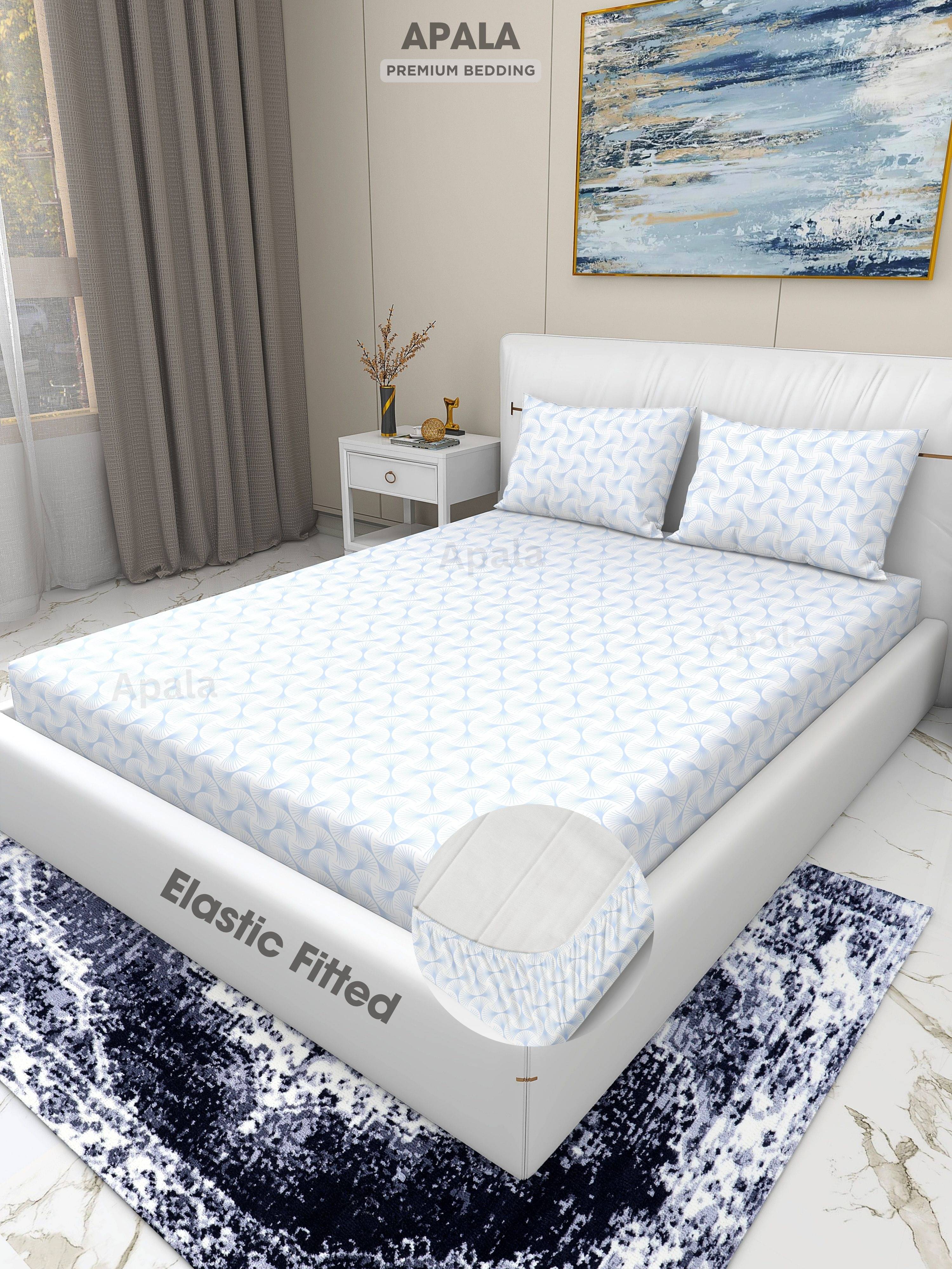 Apala Microfibre Abstract Fitted 1 Bedsheet with 2 Pillow Covers ( King Size ) - Off White Apala Microfibre Abstract Fitted 1 Bedsheet with 2 Pillow Covers ( King Size ) - Off White