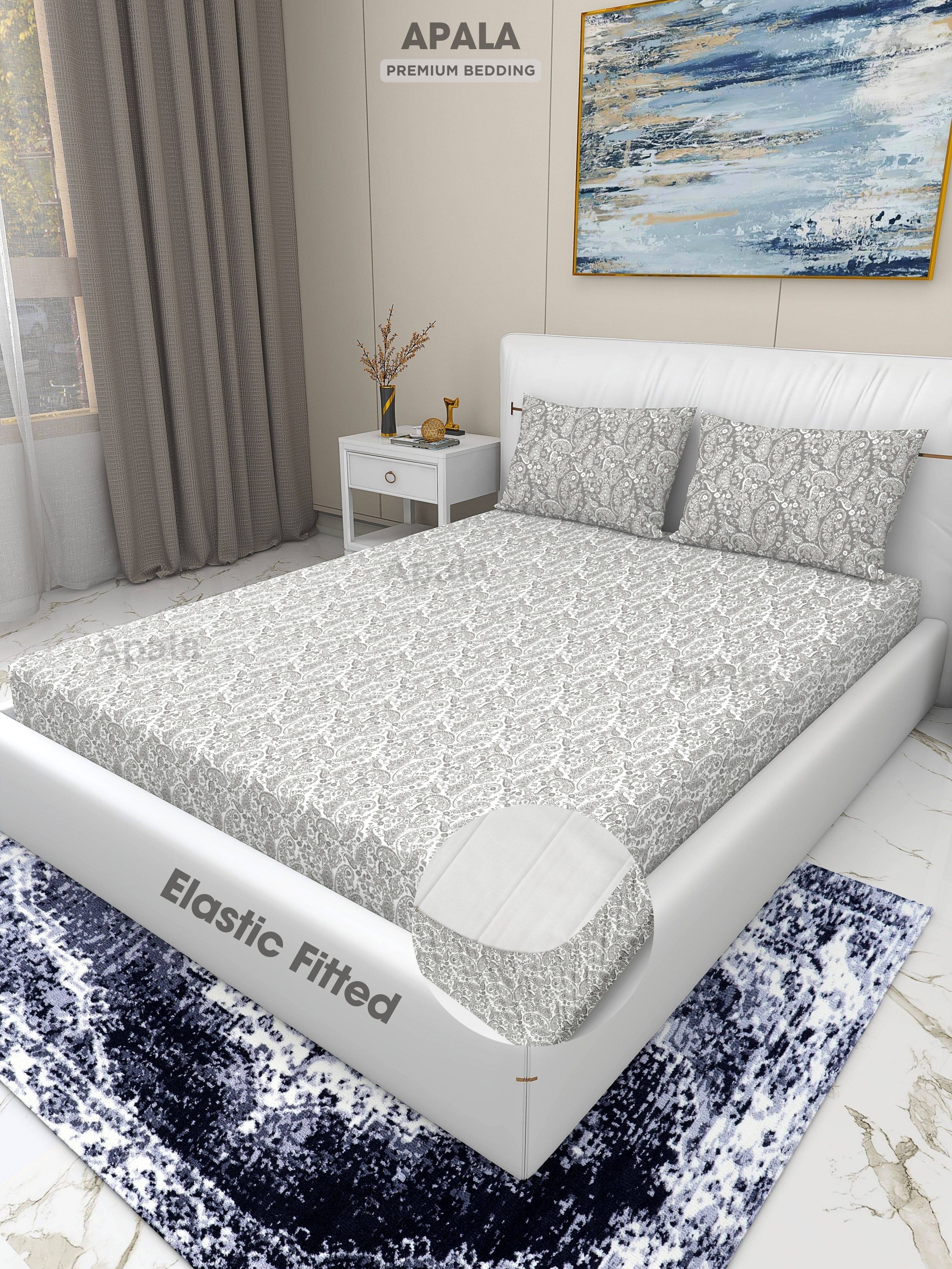     			Apala Microfibre Abstract Fitted 1 Bedsheet with 2 Pillow Covers ( King Size ) - Multi