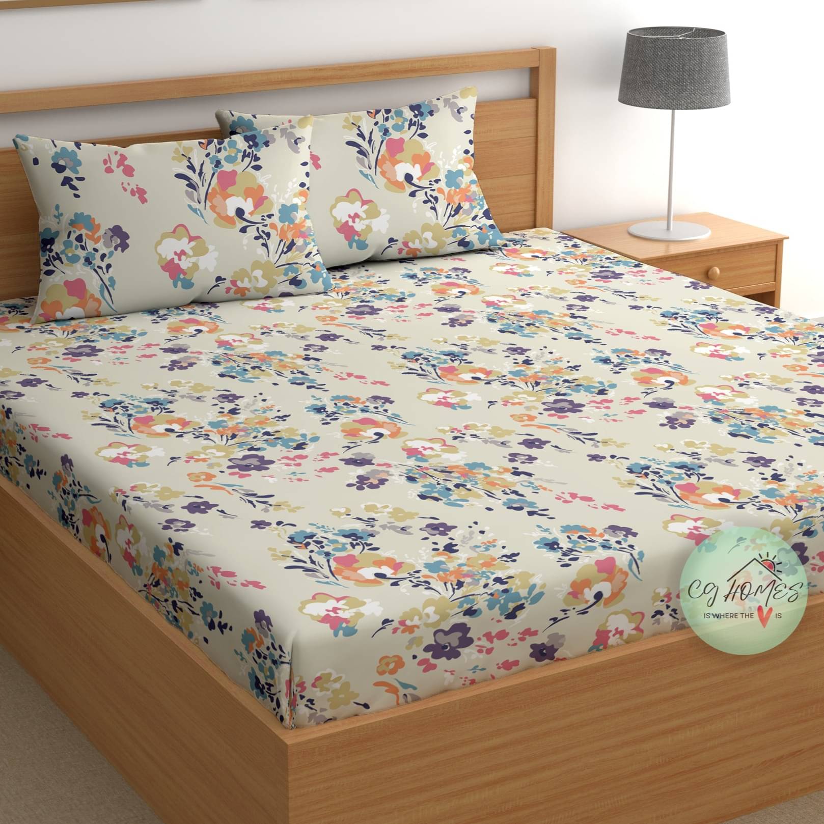 CG HOMES Cotton 1 Double Bedsheet with 2 Pillow Covers ( Grey )     			CG HOMES Cotton 1 Double Bedsheet with 2 Pillow Covers ( Grey )