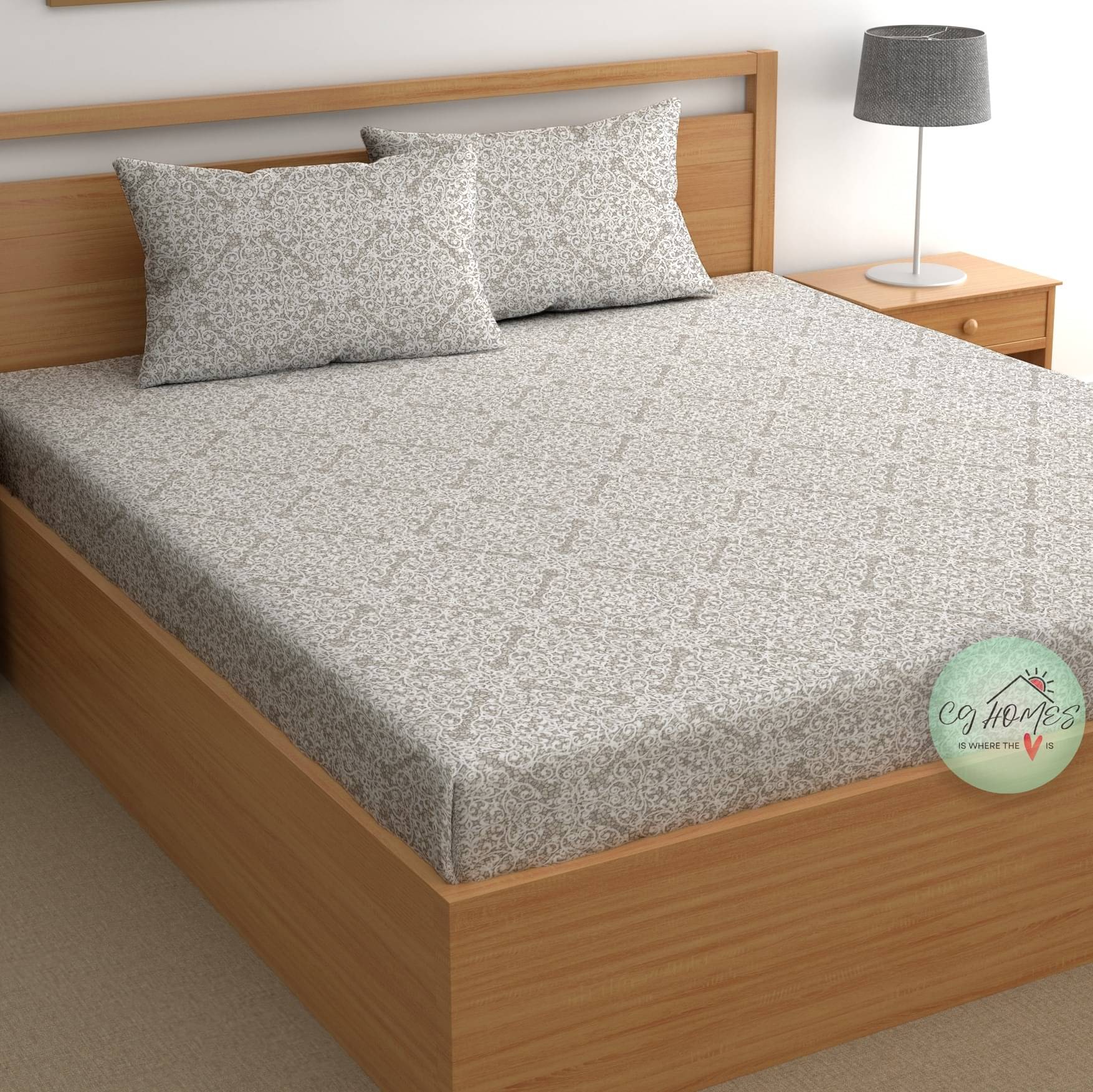 CG HOMES Cotton 1 Double Bedsheet with 2 Pillow Covers ( Grey ) CG HOMES Cotton 1 Double Bedsheet with 2 Pillow Covers ( Grey )