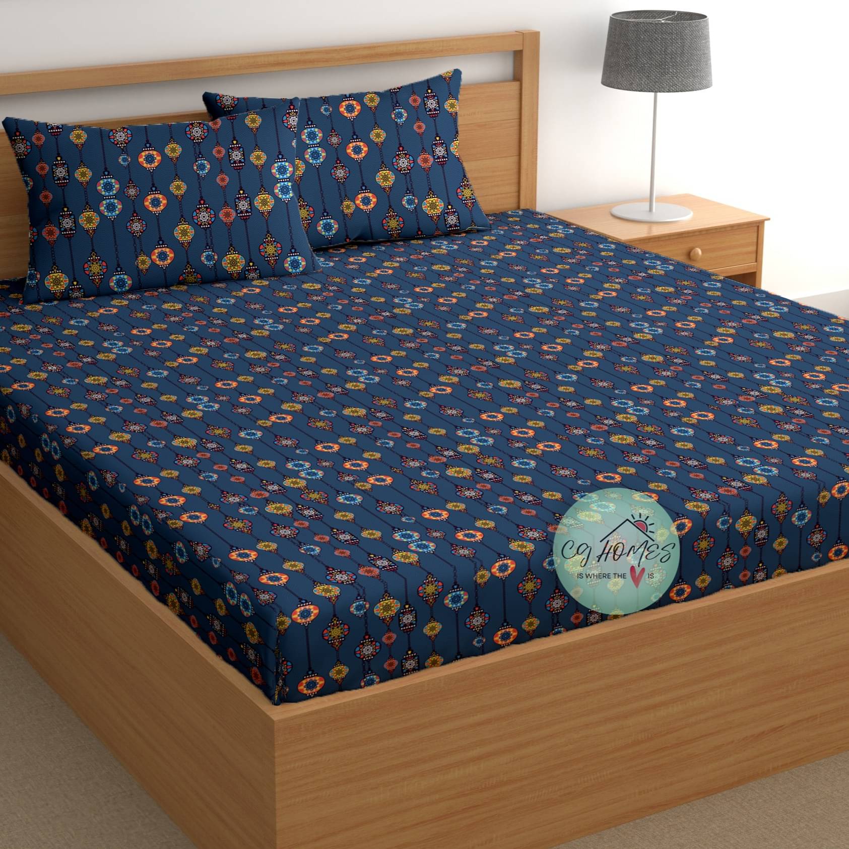 CG HOMES Cotton 1 Double Bedsheet with 2 Pillow Covers ( Navy Blue )     			CG HOMES Cotton 1 Double Bedsheet with 2 Pillow Covers ( Navy Blue )