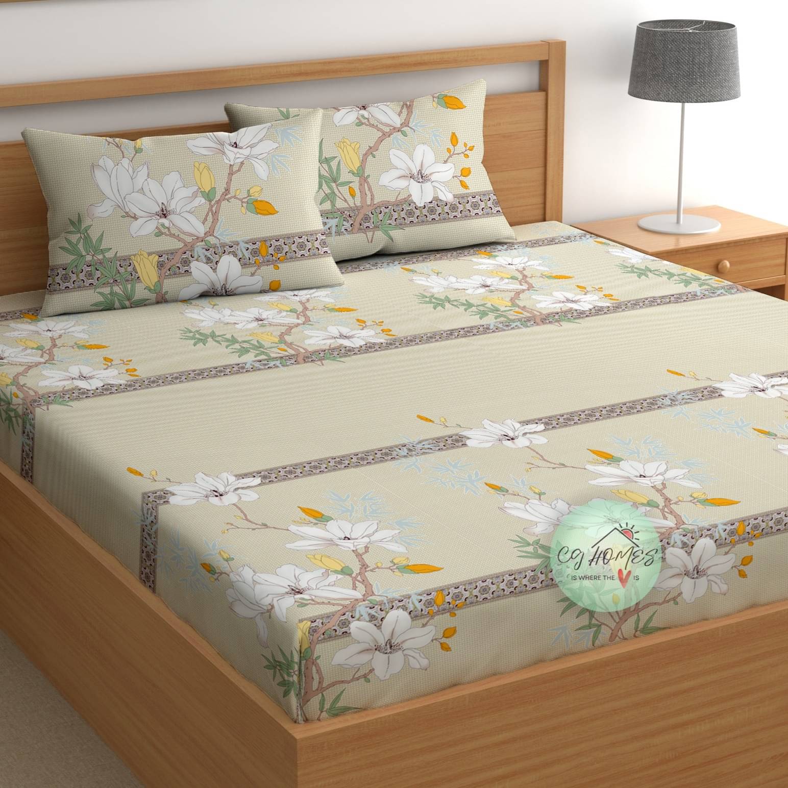 CG HOMES Cotton 1 Double Bedsheet with 2 Pillow Covers ( Grey )     			CG HOMES Cotton 1 Double Bedsheet with 2 Pillow Covers ( Grey )