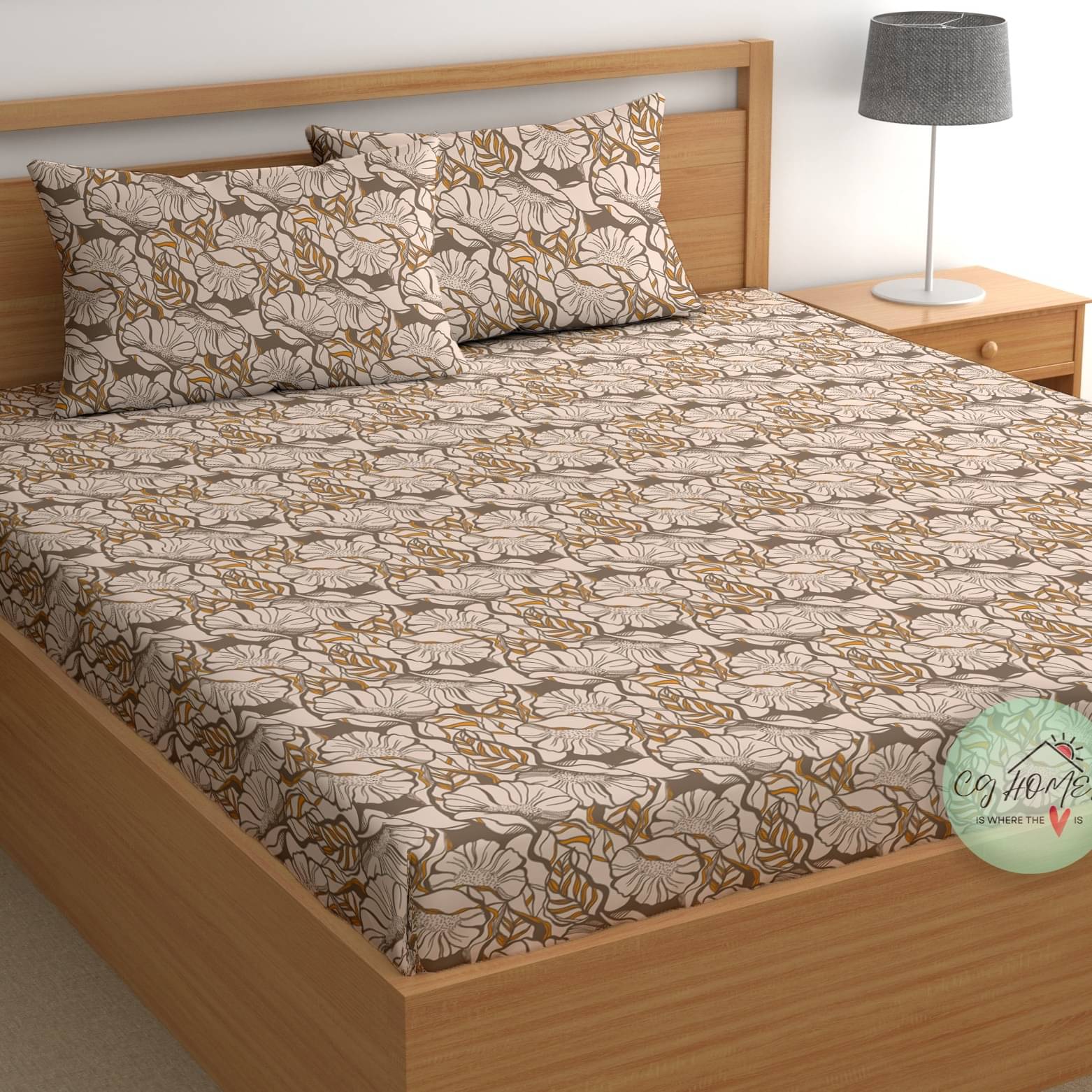 CG HOMES Cotton 1 Double Bedsheet with 2 Pillow Covers ( Brown )     			CG HOMES Cotton 1 Double Bedsheet with 2 Pillow Covers ( Brown )