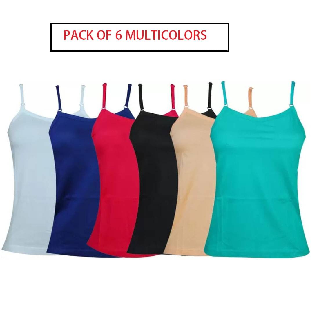    			FASZY Pack of 6 SPT-ADJ-P-6 Cotton Camisoles ( Multicolor 6 )