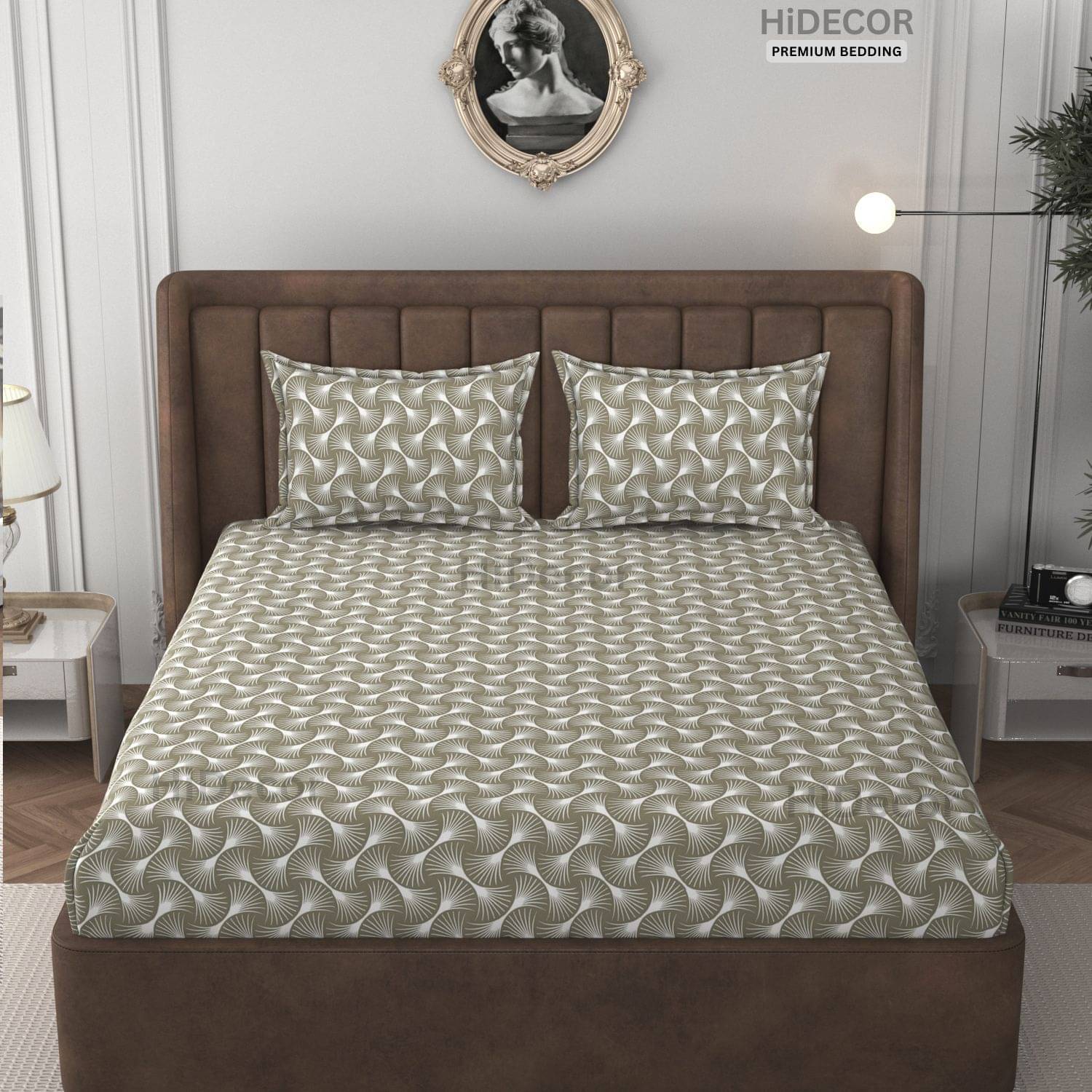     			HIDECOR Microfiber 1 Double King Bedsheet with 2 Pillow Covers ( Beige )