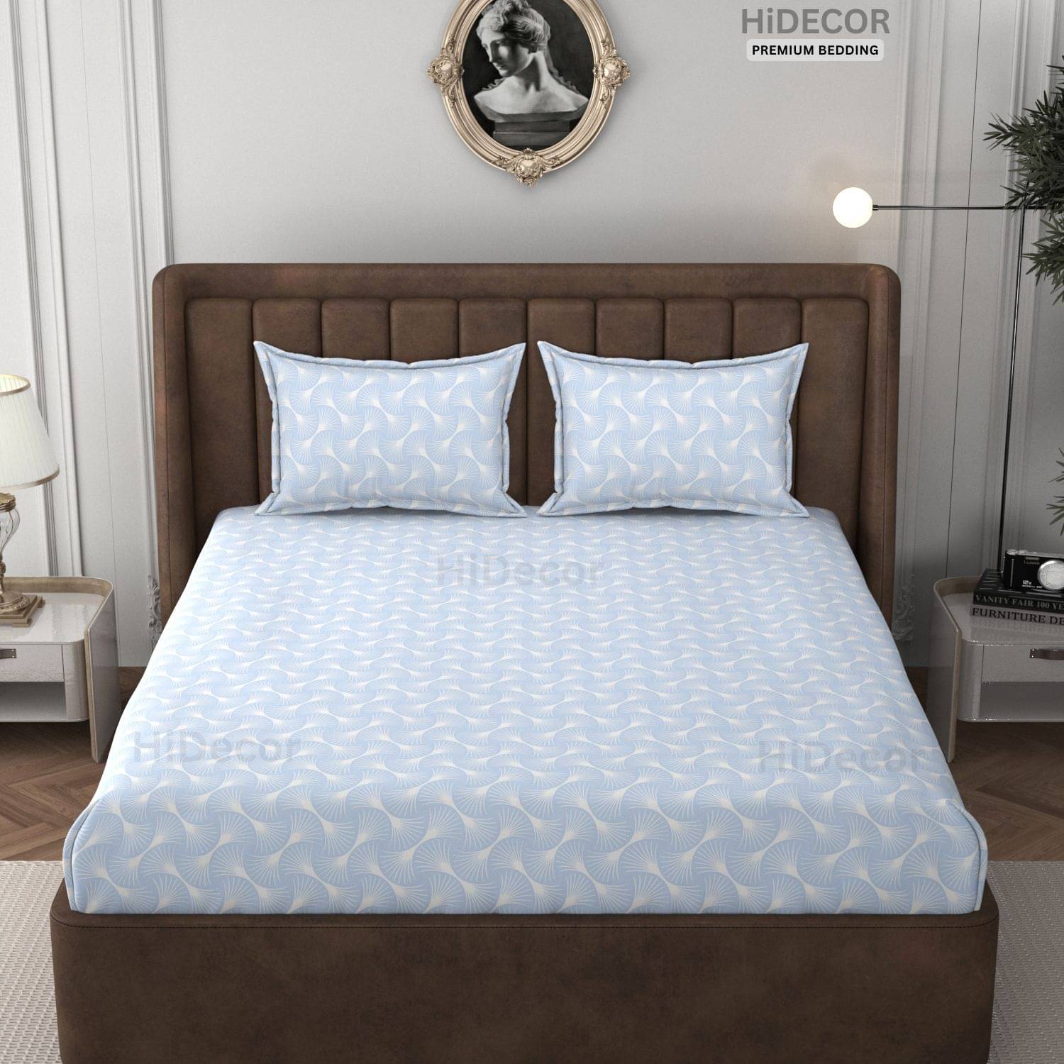     			HIDECOR Microfiber 1 Double King Bedsheet with 2 Pillow Covers ( Blue )