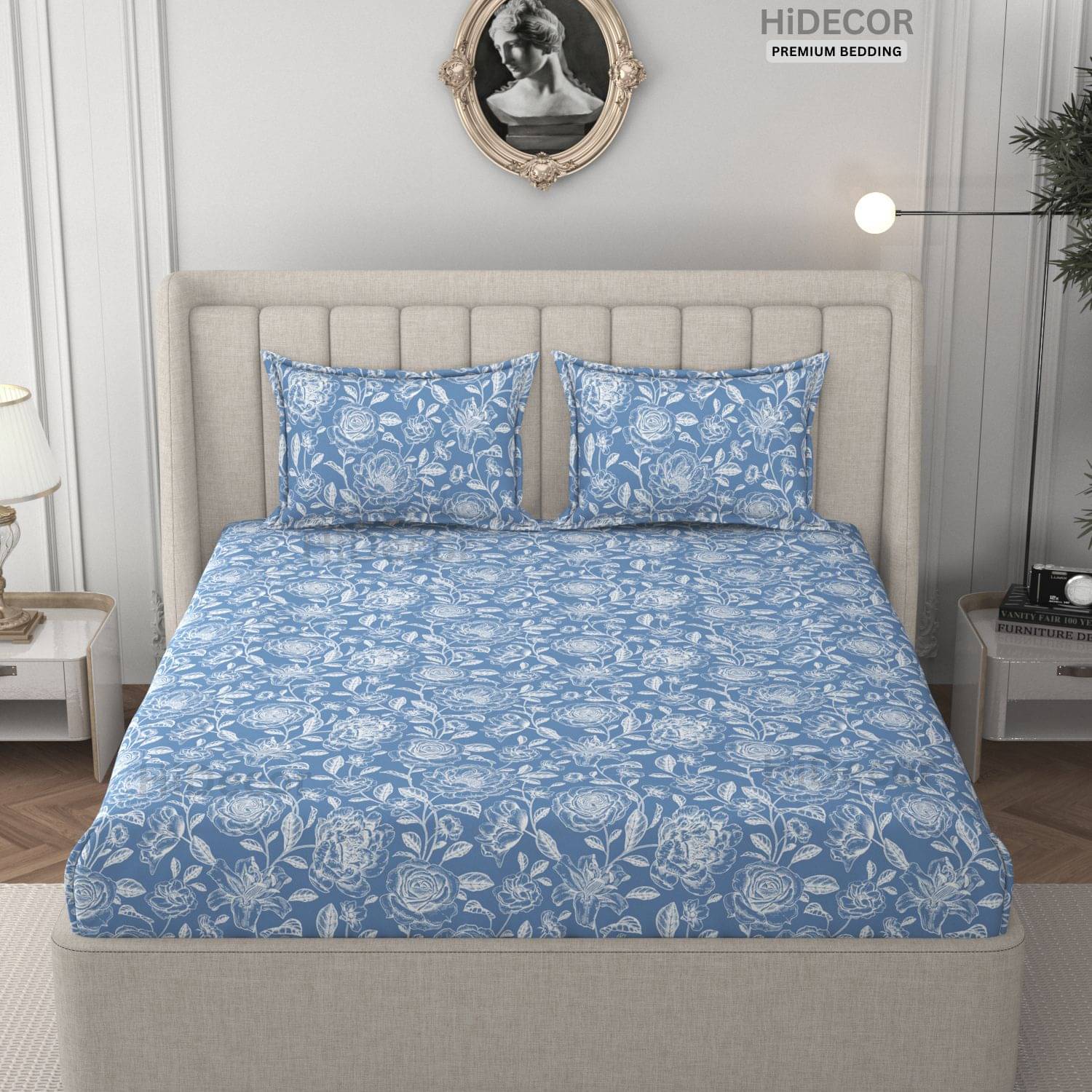 HIDECOR Microfiber 1 Double King Bedsheet with 2 Pillow Covers ( Blue ) HIDECOR Microfiber 1 Double King Bedsheet with 2 Pillow Covers ( Blue )