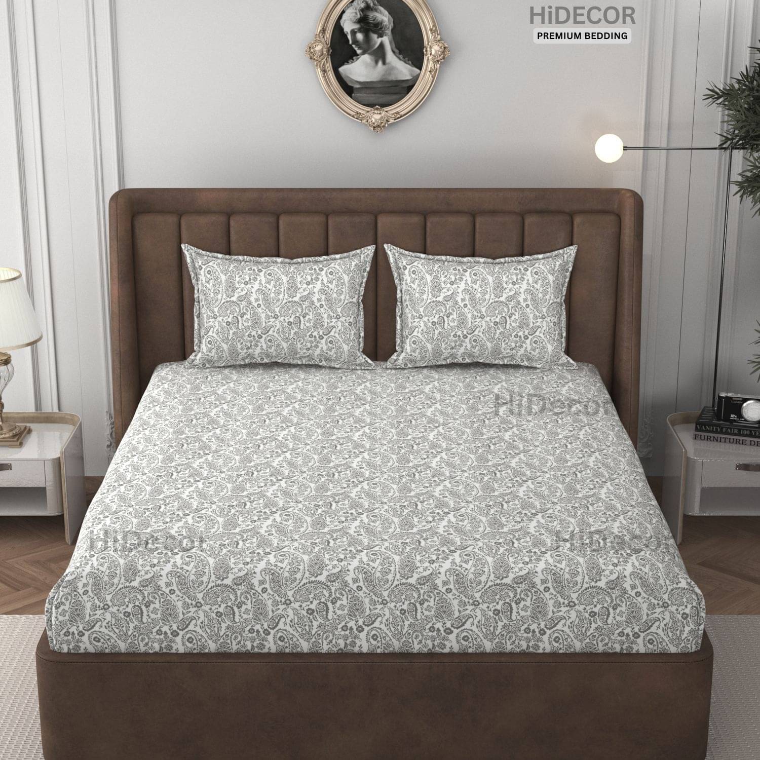     			HIDECOR Microfiber 1 Double King Bedsheet with 2 Pillow Covers ( White )