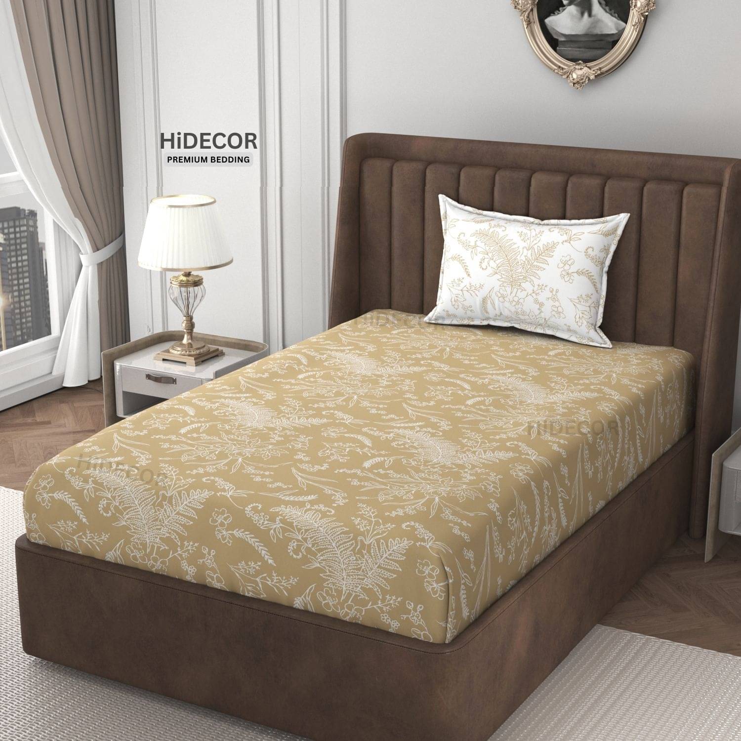 HIDECOR Microfiber 1 Single Bedsheet with 1 Pillow Cover ( Mustard )     			HIDECOR Microfiber 1 Single Bedsheet with 1 Pillow Cover ( Mustard )