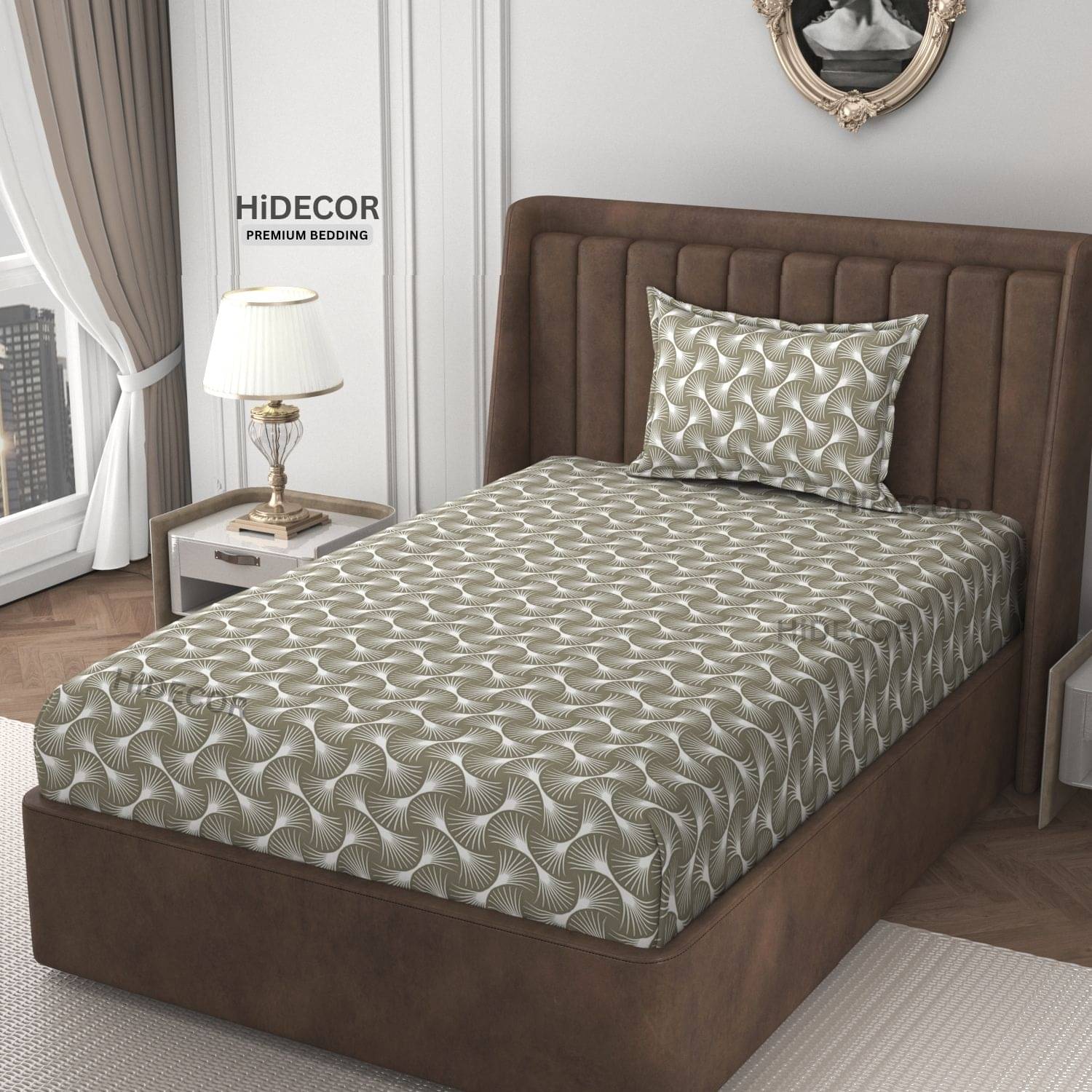     			HIDECOR Microfiber 1 Single Bedsheet with 1 Pillow Cover ( Beige )