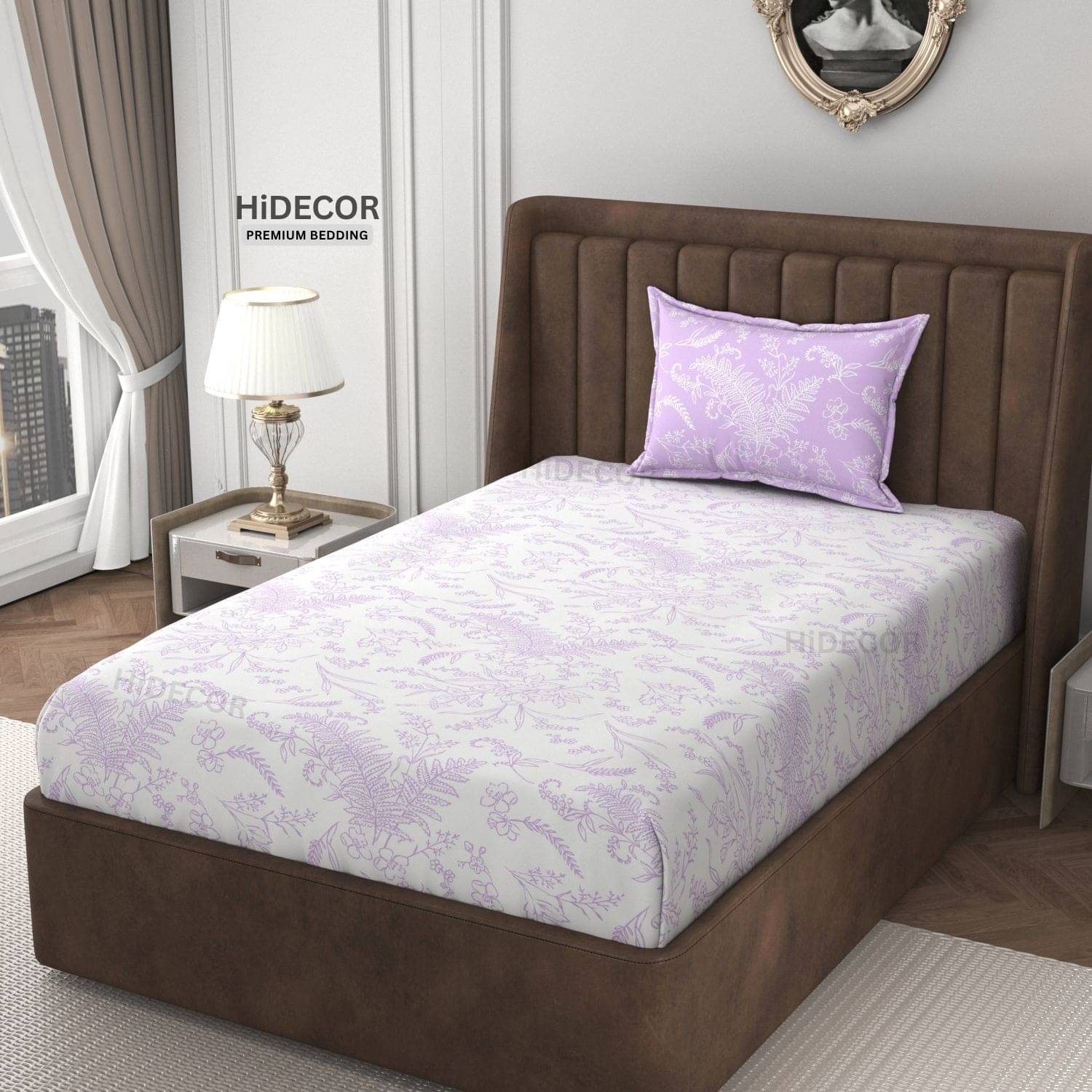    			HIDECOR Microfiber 1 Single Bedsheet with 1 Pillow Cover ( Cream )