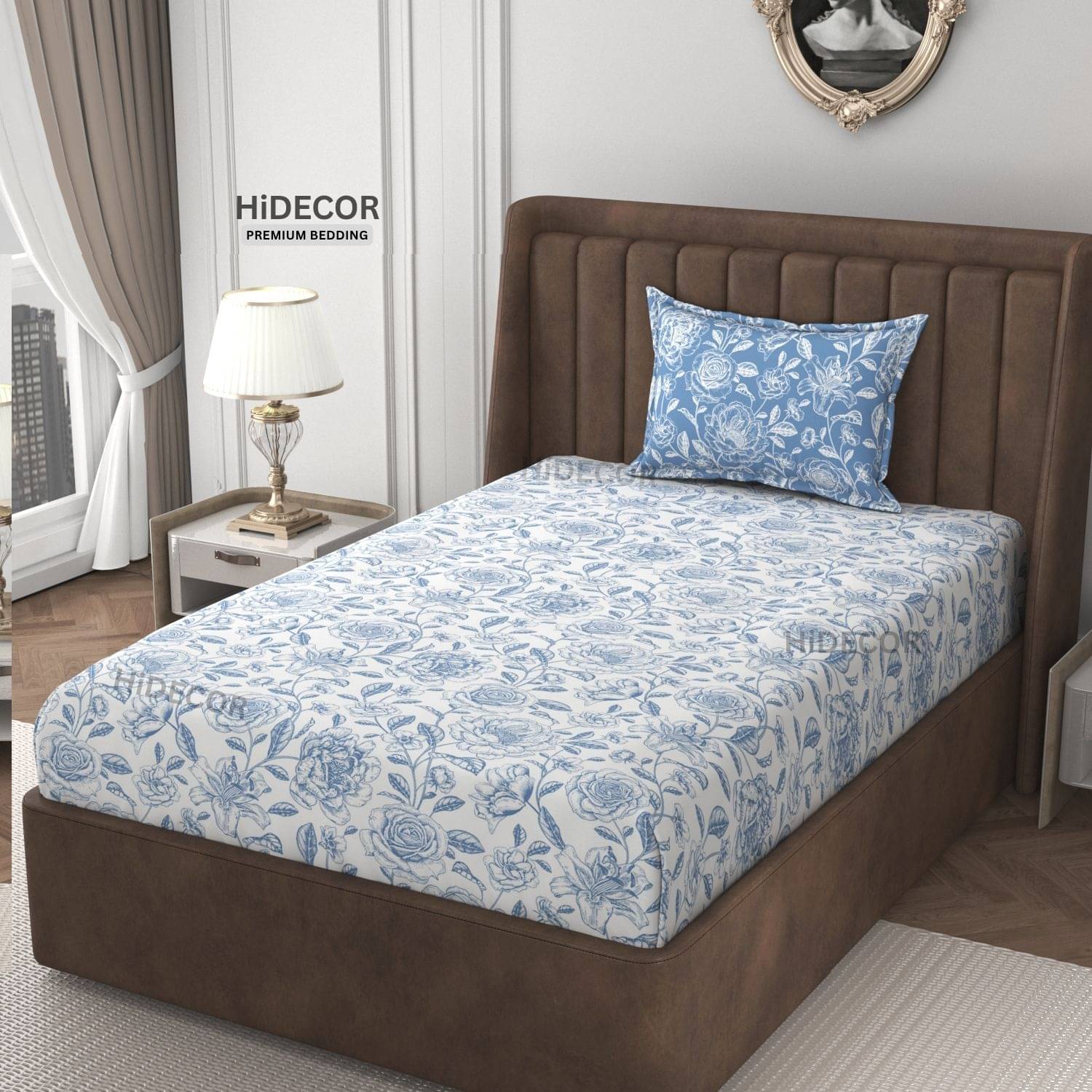 HIDECOR Microfiber 1 Single Bedsheet with 1 Pillow Cover ( Sky Blue ) HIDECOR Microfiber 1 Single Bedsheet with 1 Pillow Cover ( Sky Blue )