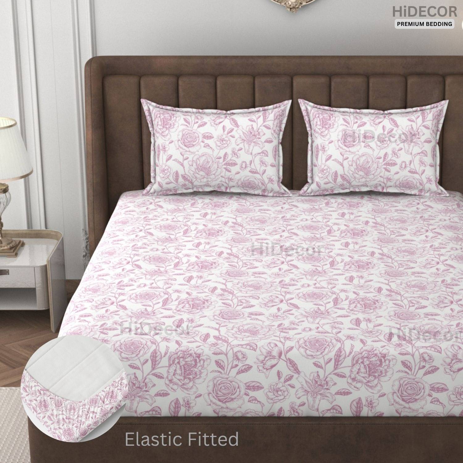 HIDECOR Microfibre Abstract Fitted 1 Bedsheet with 2 Pillow Covers ( King Size ) - White HIDECOR Microfibre Abstract Fitted 1 Bedsheet with 2 Pillow Covers ( King Size ) - White