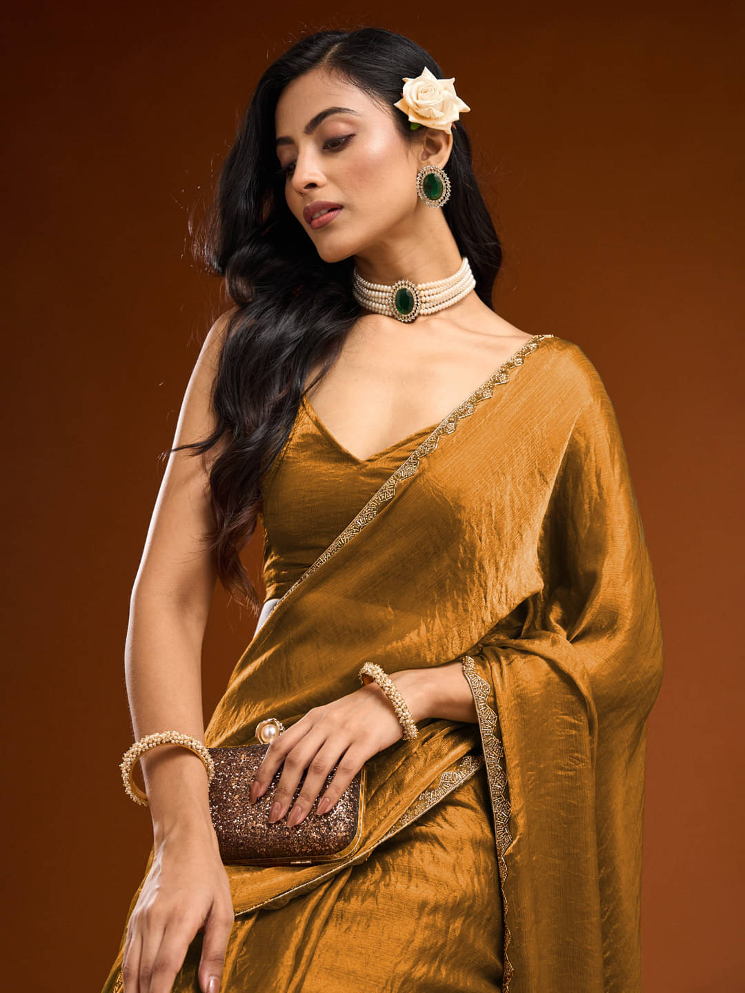     			HIFLI Silk Self Design Saree With Unstitched Blouse Piece ( Orange )