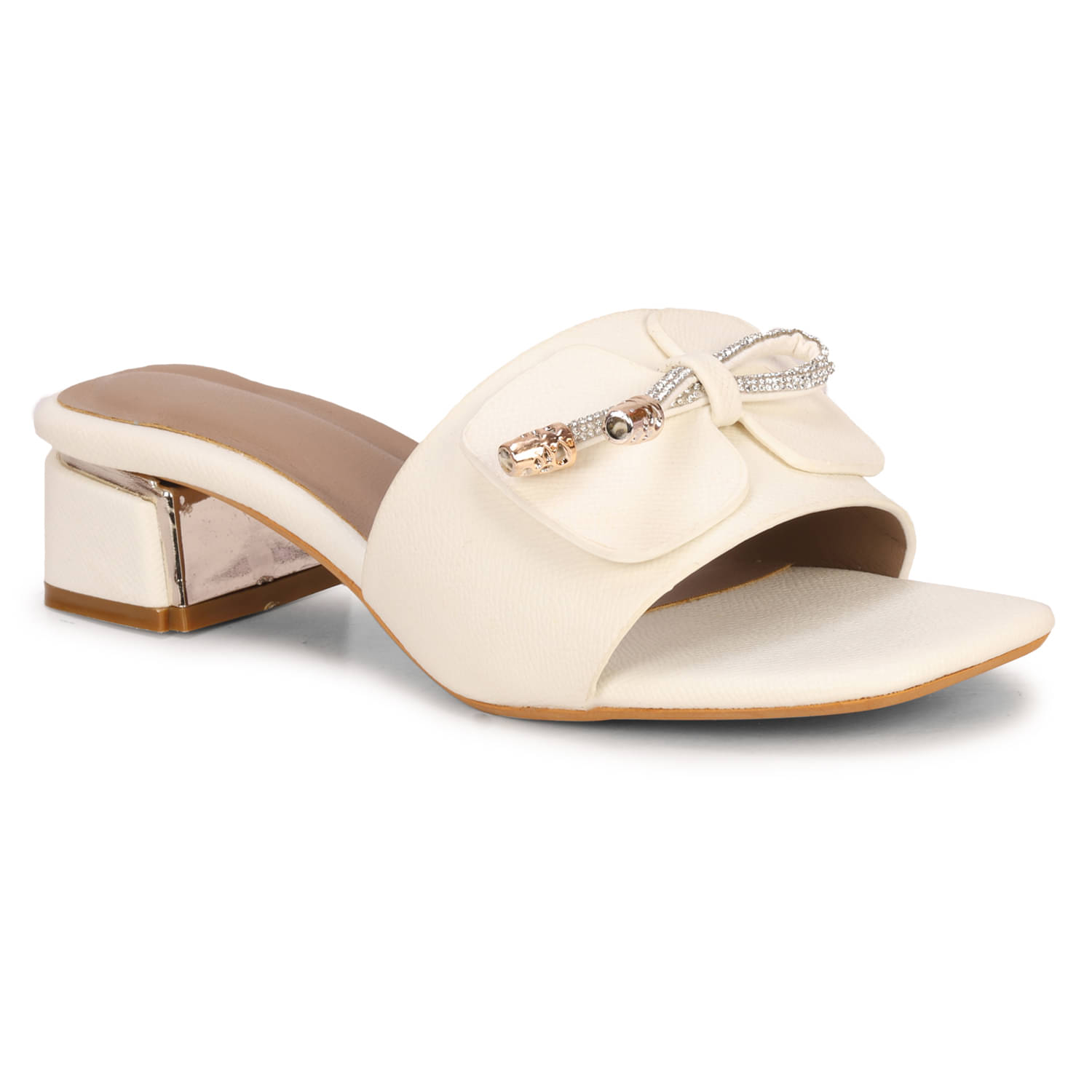     			Ishransh White Women's Sandal Heels