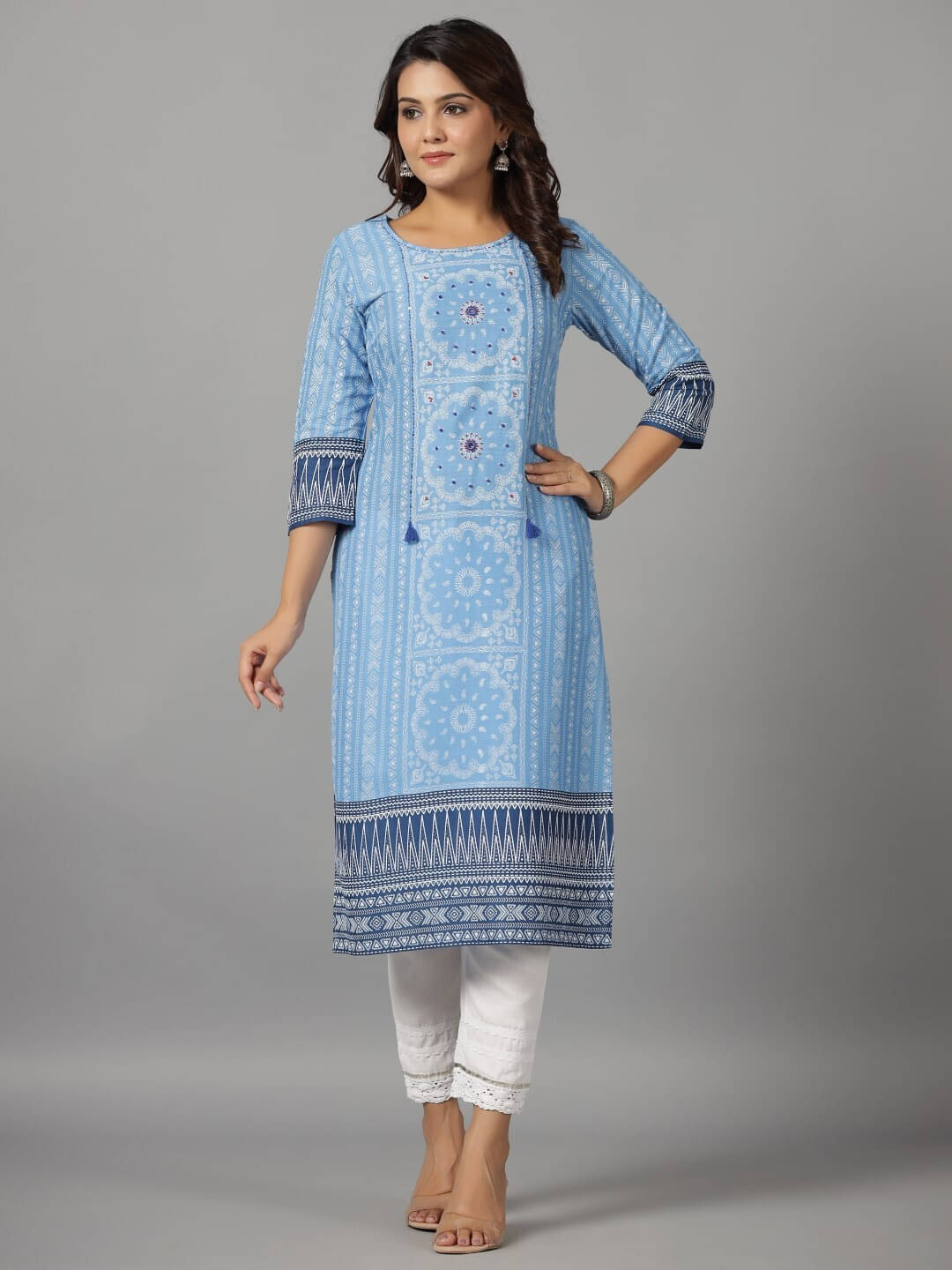Juniper Women Viscose Rayon Printed Straight Kurti ( Blue ) Juniper Women Viscose Rayon Printed Straight Kurti ( Blue )