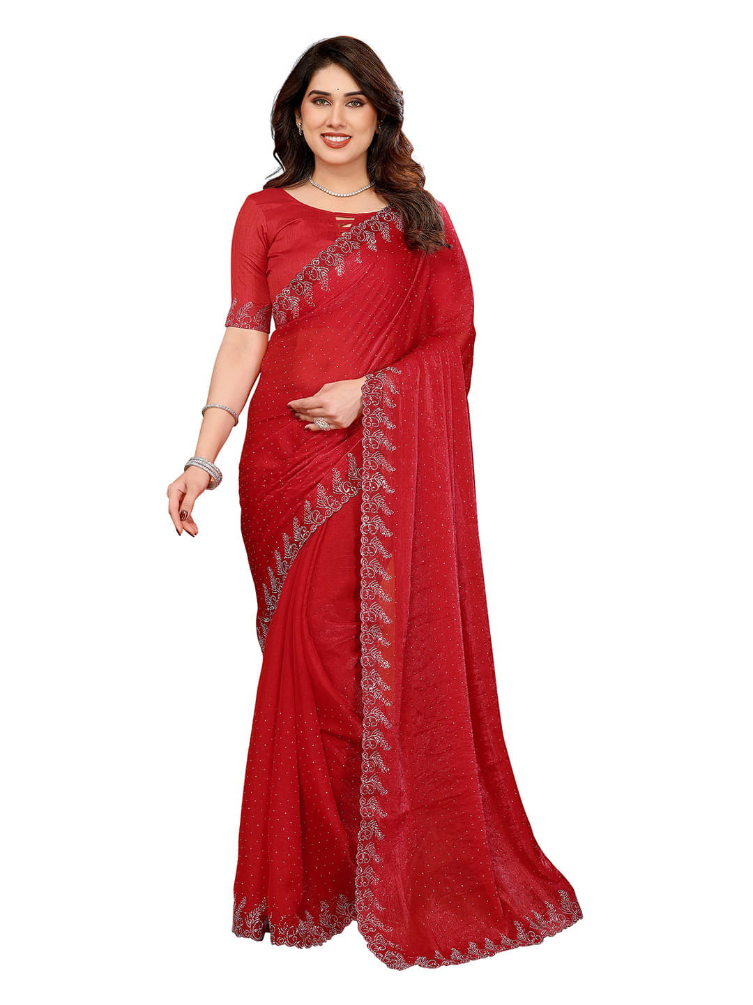 Kashvi Sarees Silk Blend Solid Ilkal Saree With Unstitched Blouse Piece ( Red ) Kashvi Sarees Silk Blend Solid Ilkal Saree With Unstitched Blouse Piece ( Red )