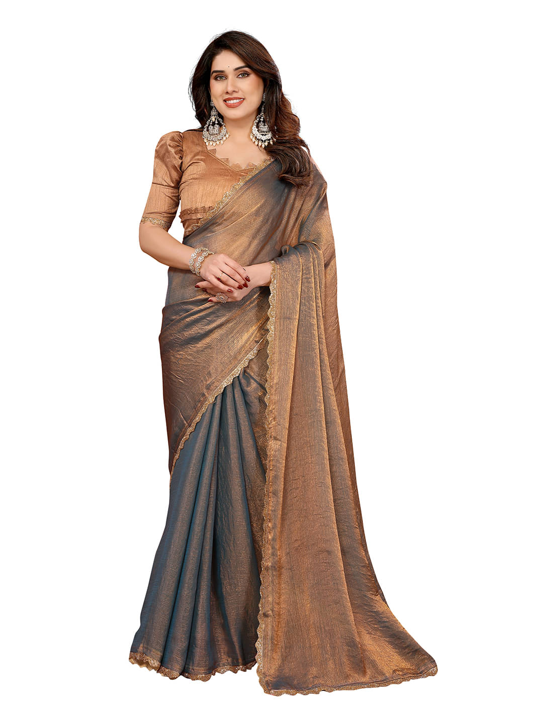    			Kashvi Sarees Silk Blend Solid Ilkal Saree With Unstitched Blouse Piece ( Brown )