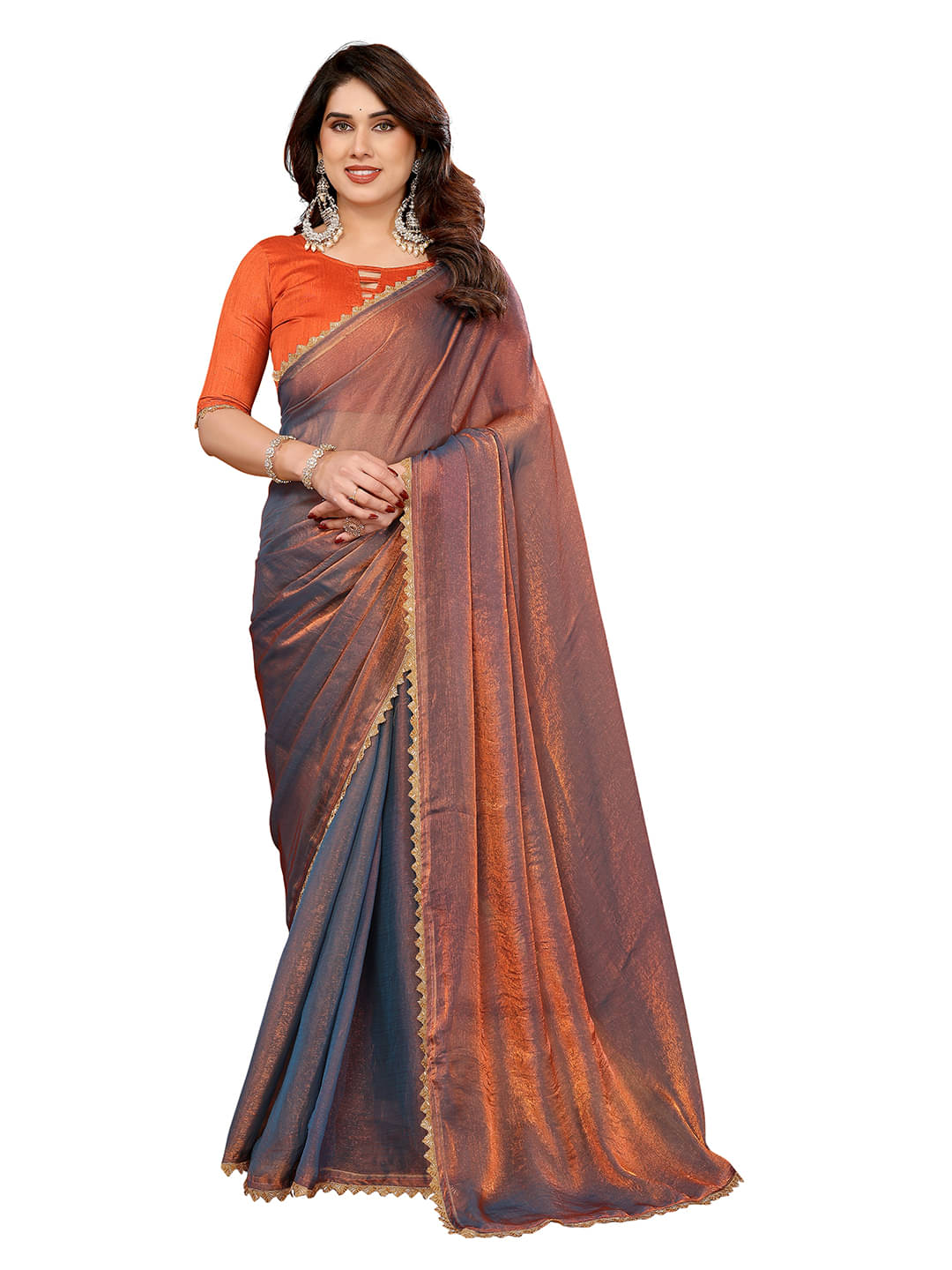     			Kashvi Sarees Silk Blend Solid Ilkal Saree With Unstitched Blouse Piece ( Orange )