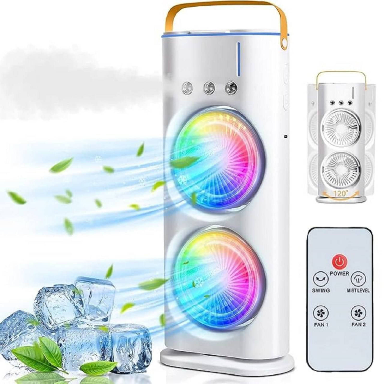 Kastbhanjan Double Ended Desk Fan With Spray Mist, Battery Rechargable and Remote Controlled cooler (White, 0.4 L) Kastbhanjan Double Ended Desk Fan With Spray Mist, Battery Rechargable and Remote Controlled cooler (White, 0.4 L)