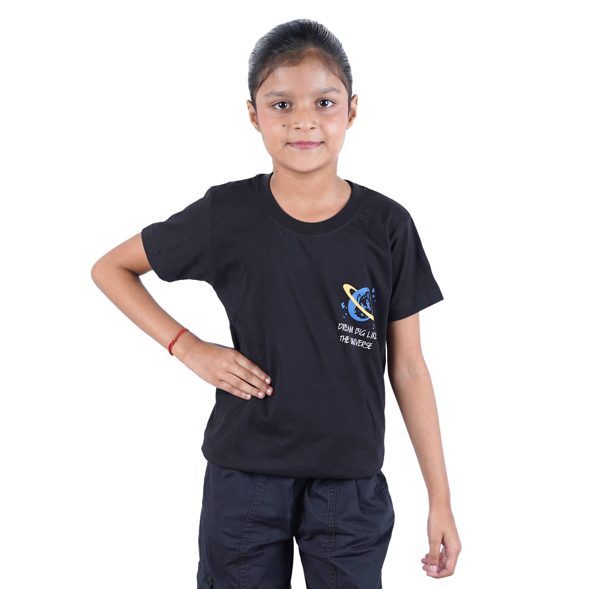     			Kidzee Kingdom Pack of 1 Girls Cotton T-Shirt ( Black )