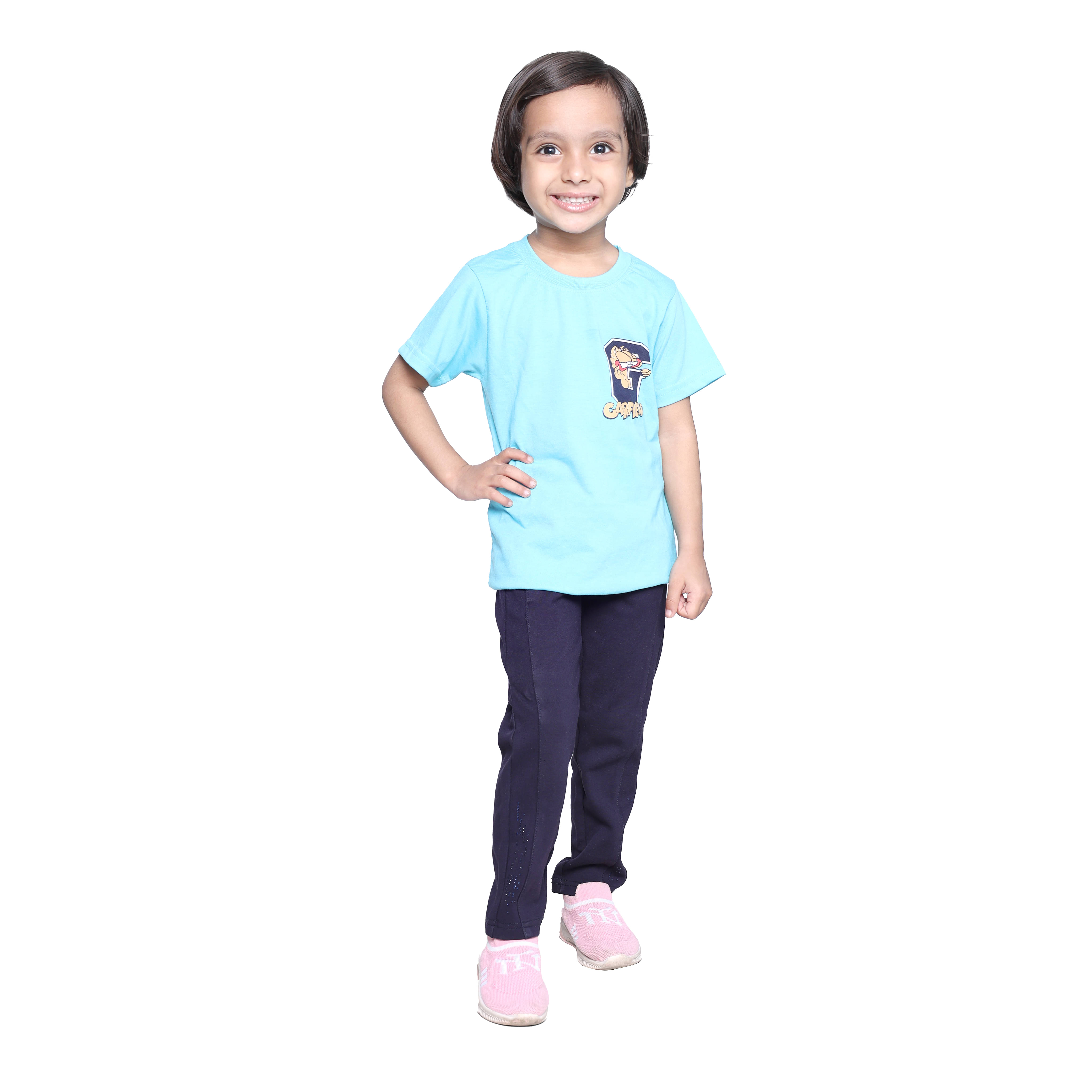     			Kidzee Kingdom Pack of 1 Girls Cotton T-Shirt ( Light Blue )