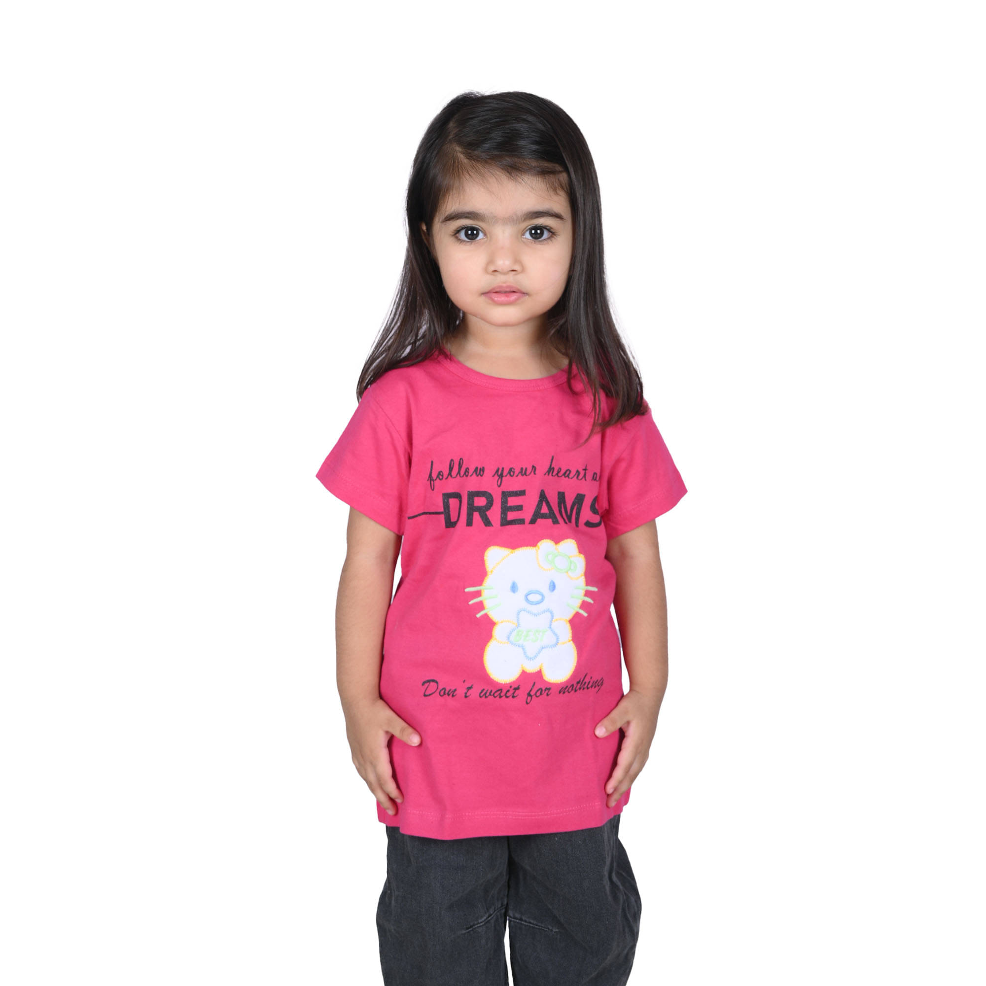    			Kidzee Kingdom Pack of 1 Baby Girls Cotton T-Shirt ( Pink )