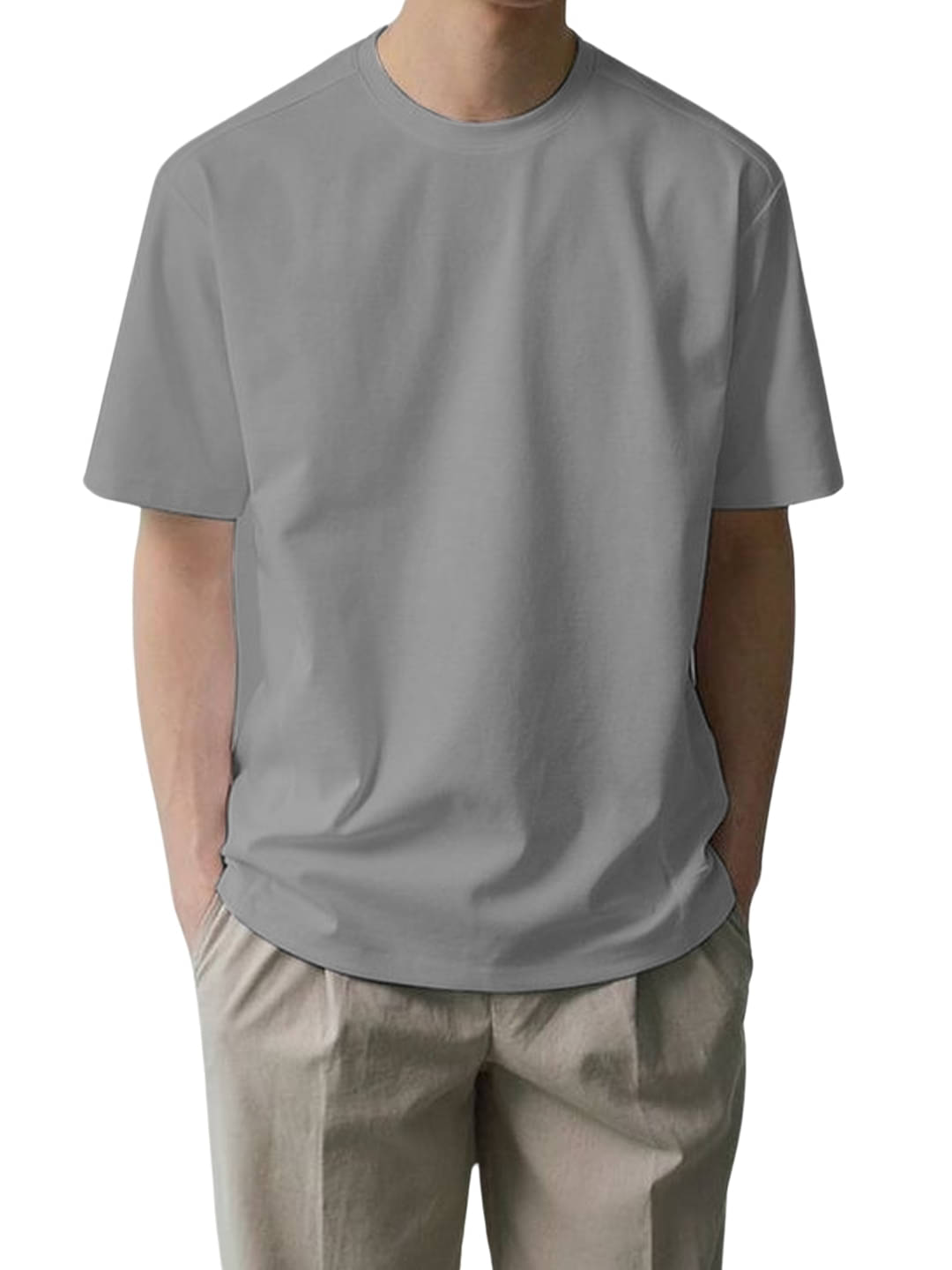 Leotude Men Cotton Blend Oversized Fit Solid T-Shirt ( Grey ) Leotude Men Cotton Blend Oversized Fit Solid T-Shirt ( Grey )