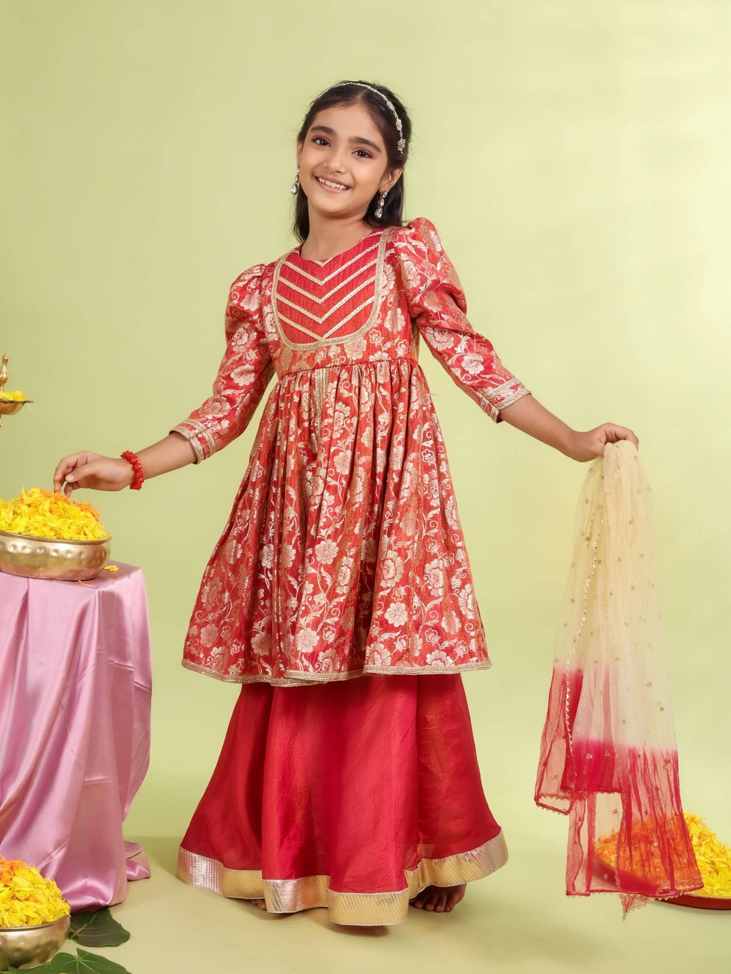 MASTARANG Brocade Lehenga Choli Set For Girls ( Pack of 1 , Hot Pink ) MASTARANG Brocade Lehenga Choli Set For Girls ( Pack of 1 , Hot Pink )