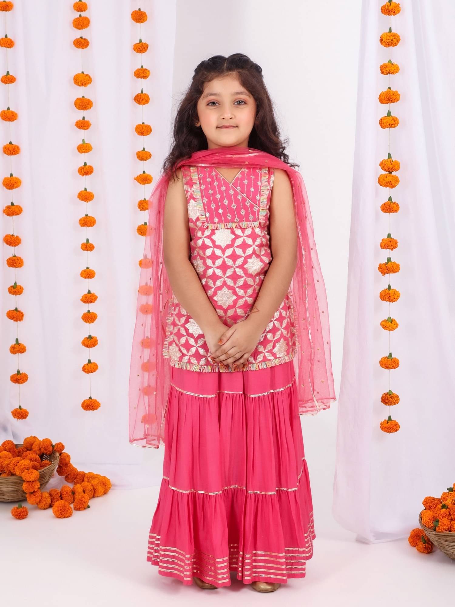     			MASTARANG Brocade Lehenga Choli Set For Girls ( Pack of 1 , Pink )