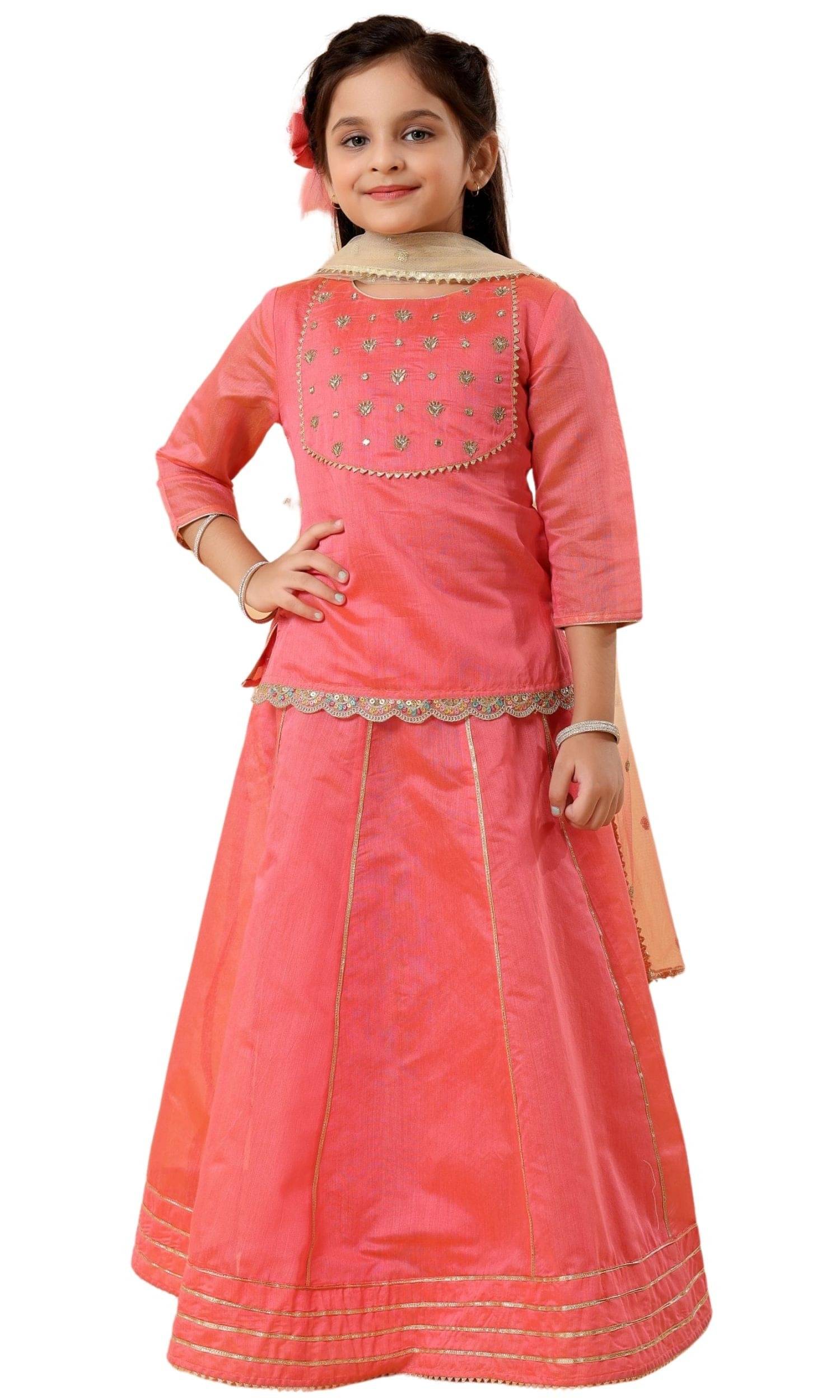     			MASTARANG Polyester Lehenga Choli Set For Girls ( Pack of 1 , Pink )