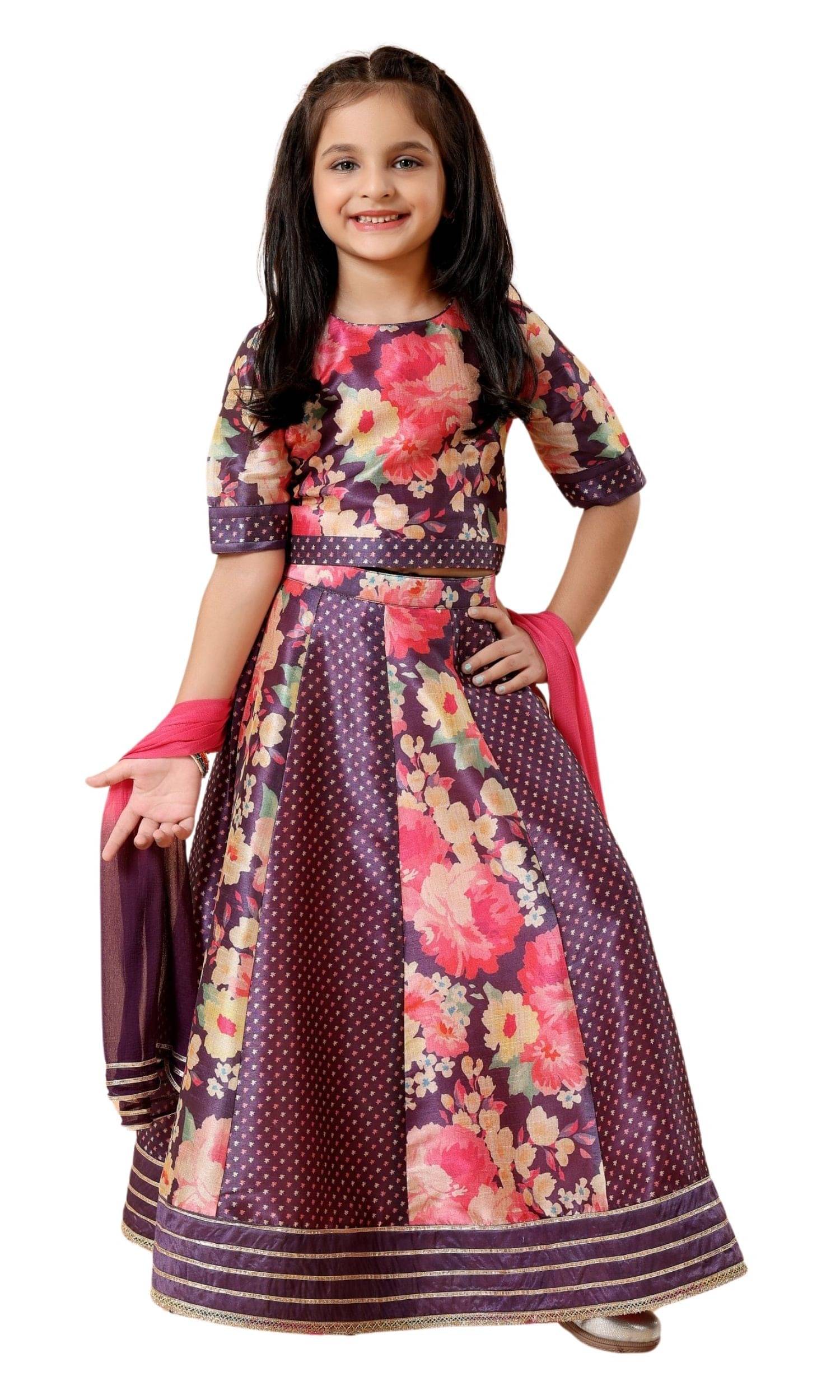     			MASTARANG Polyester Lehenga Choli Set For Girls ( Pack of 1 , Purple )
