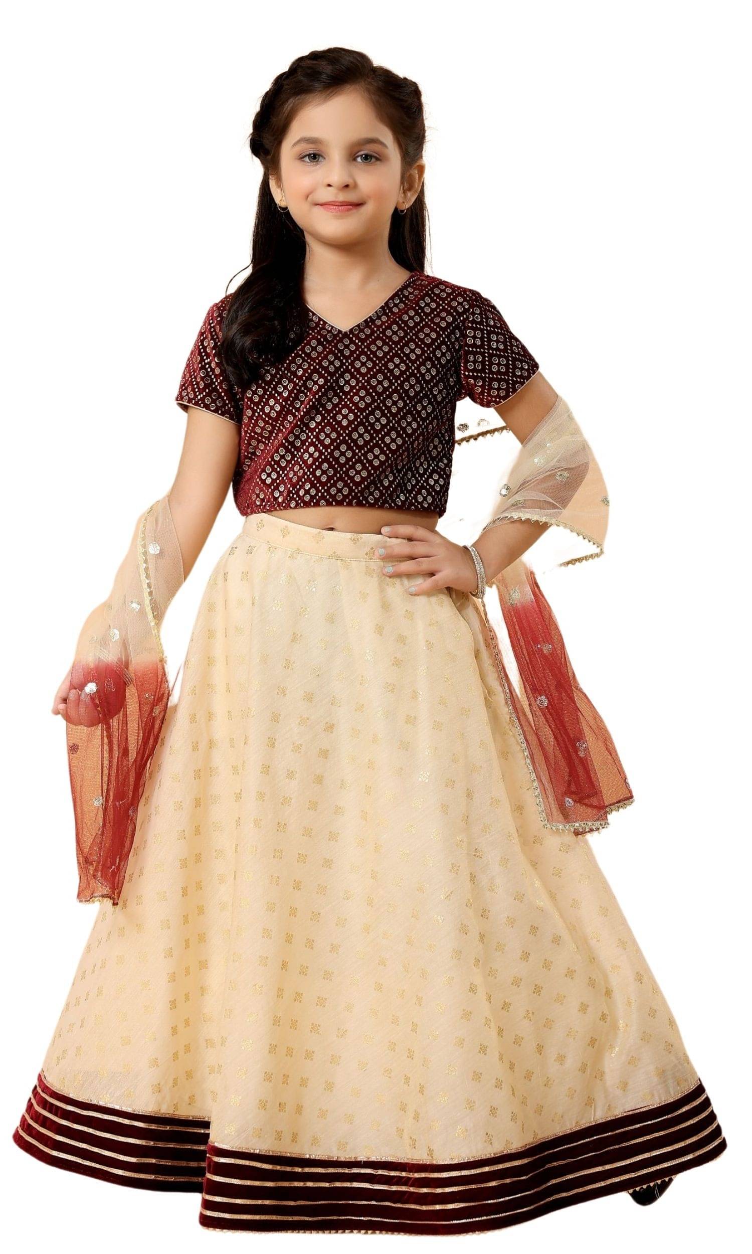    			MASTARANG Polyester Lehenga Choli Set For Girls ( Pack of 1 , Maroon )