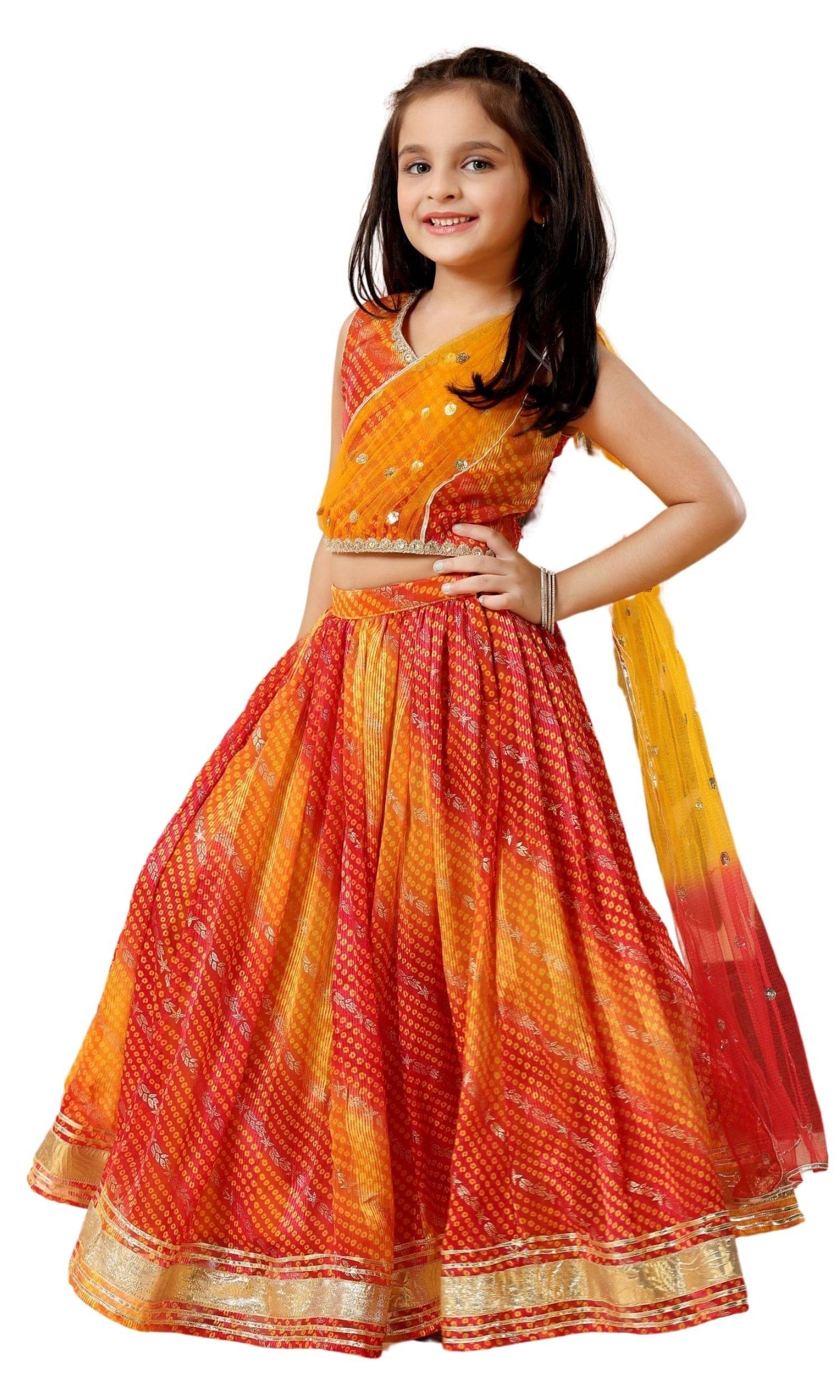     			MASTARANG Polyester Lehenga Choli Set For Girls ( Pack of 1 , Red )