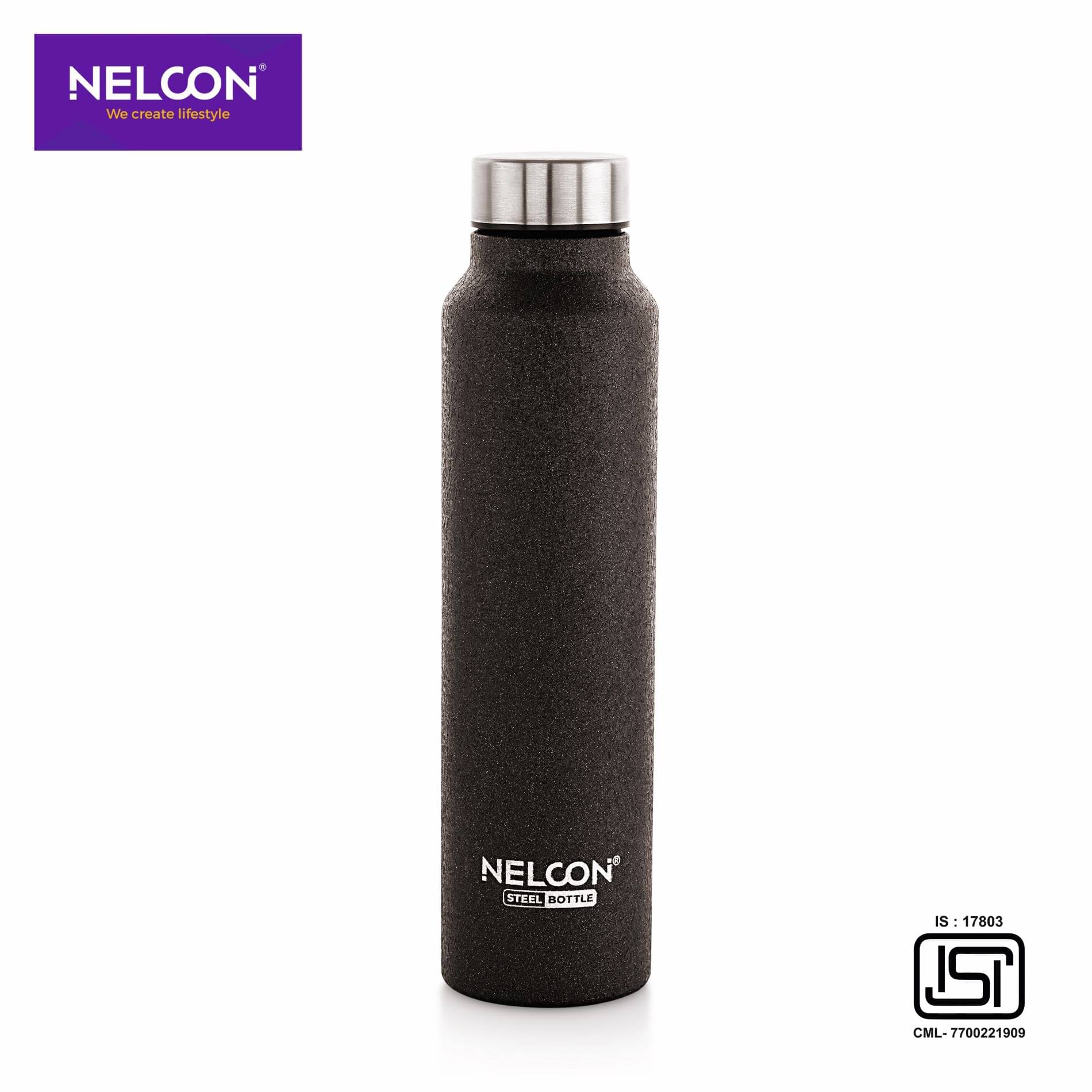     			Nelcon DEW CROCZ Black Stainless Steel Water Bottle 1000 mL ( Set of 1 )
