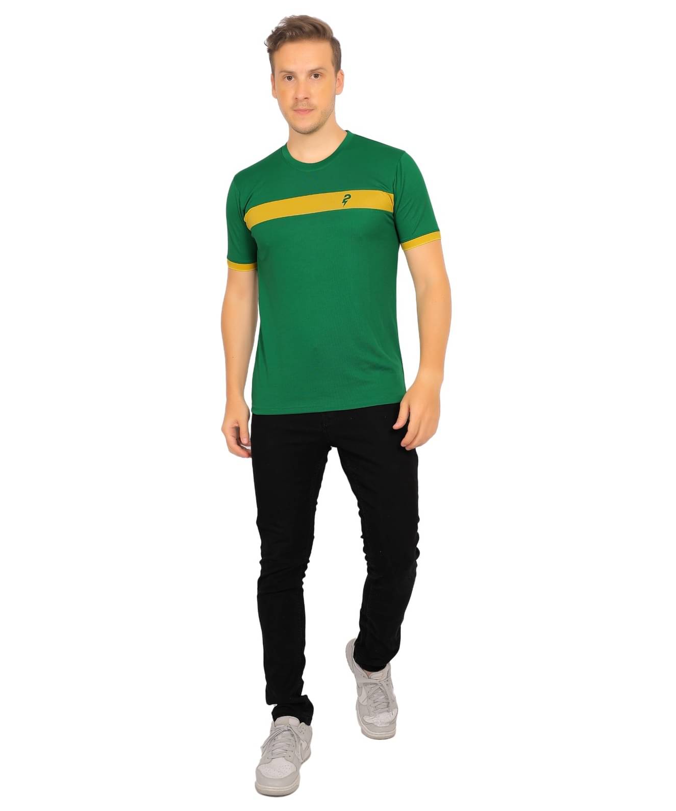     			PRAUME Men Cotton Blend Regular Fit Striped T-Shirt ( Green )