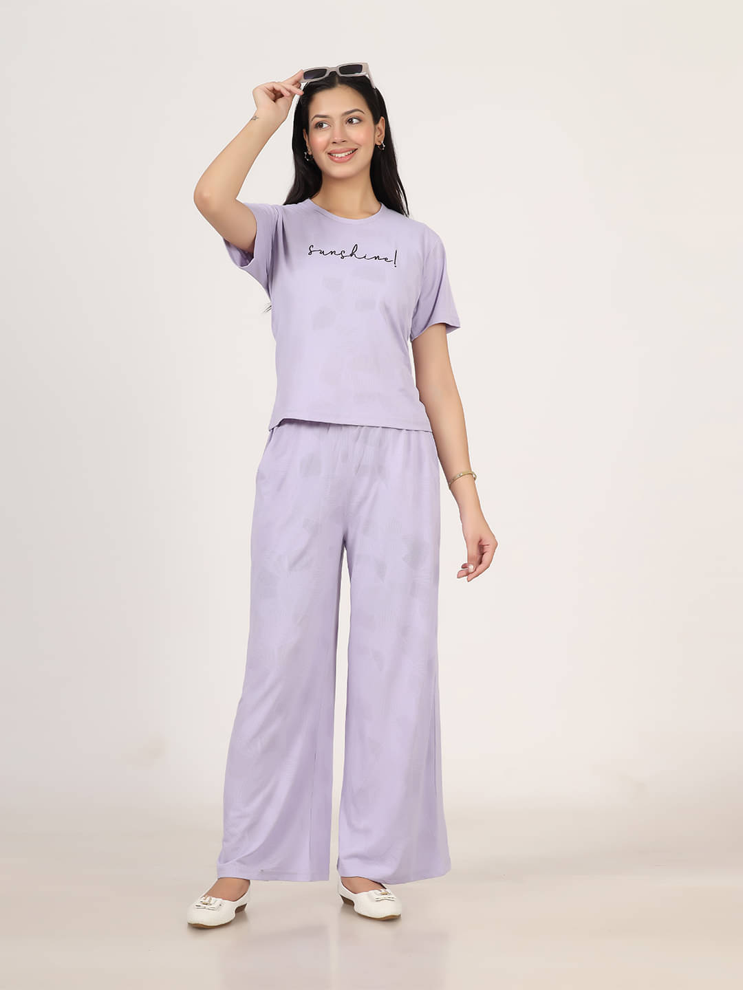     			PROBAISC Purple Cotton Blend Women's Nightwear Nightsuit Sets ( Pack of 1 )