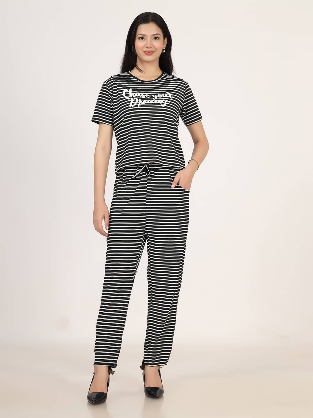     			PROBASIC Black Cotton Blend Women's Nightwear Nightsuit Sets ( Pack of 1 )