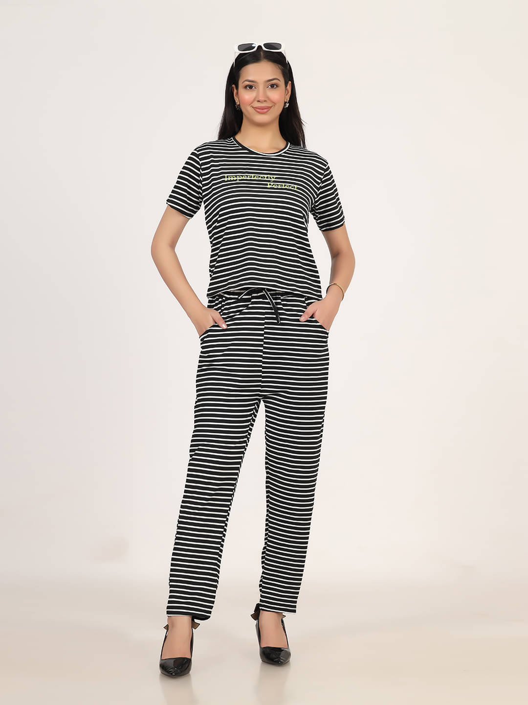 PROBASIC Black Cotton Blend Women's Nightwear Nightsuit Sets ( Pack of 1 )     			PROBASIC Black Cotton Blend Women's Nightwear Nightsuit Sets ( Pack of 1 )