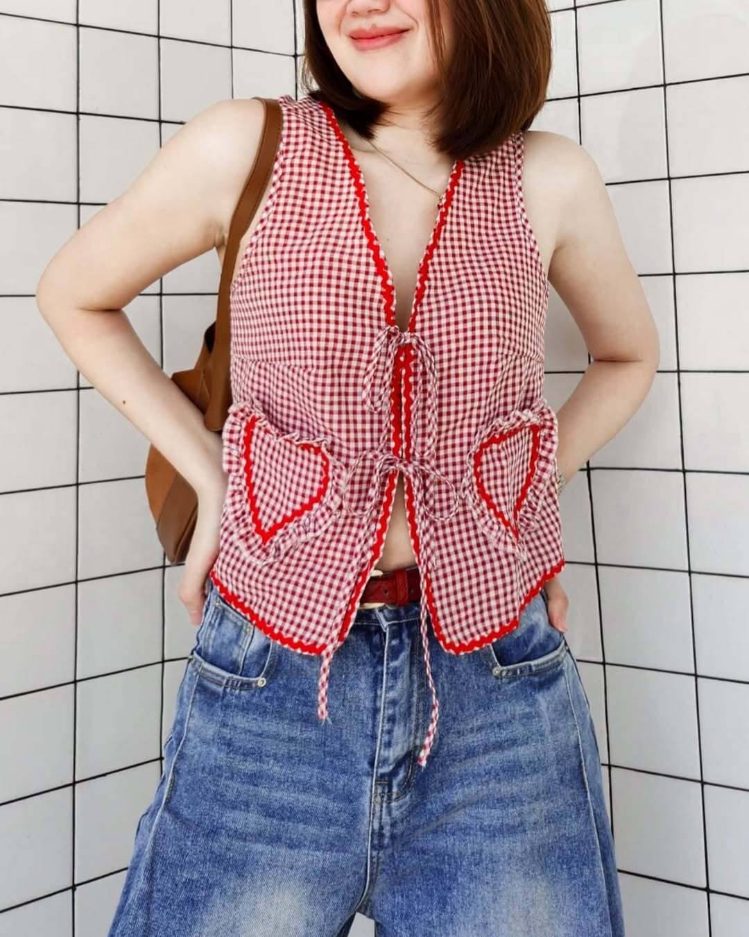     			Quintessentials Women's Cotton A-Line Top ( Red )