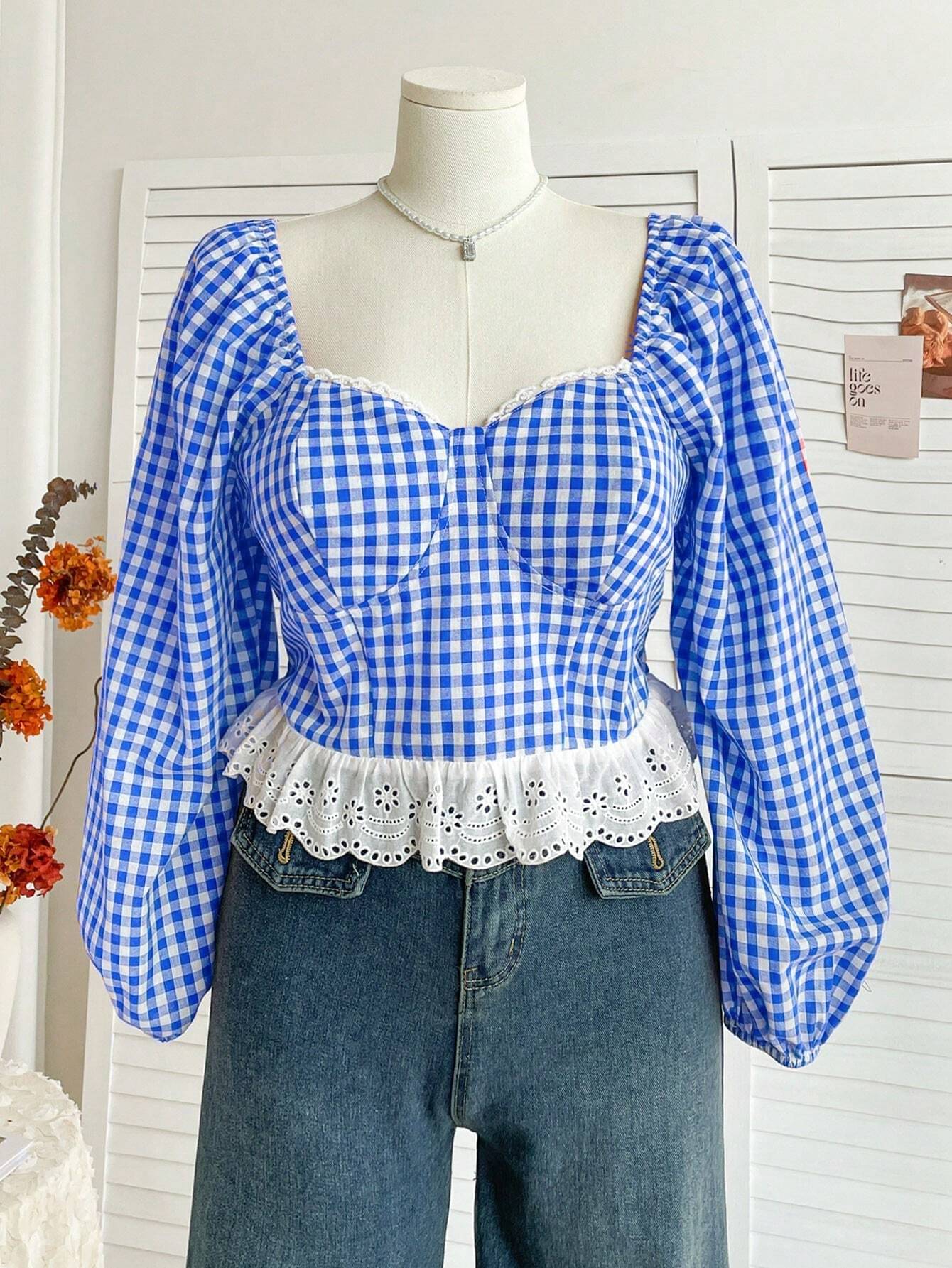     			Quintessentials Women's Cotton Peplum Top ( Blue )