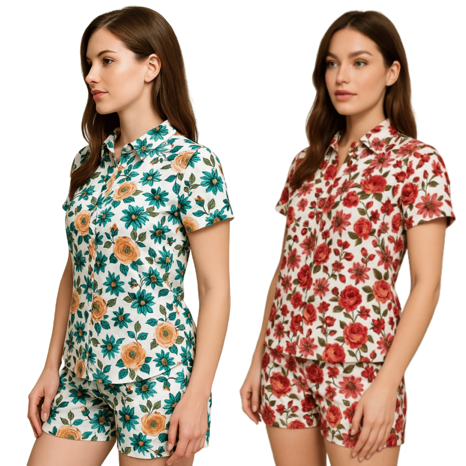     			Ridaa Women Printed Shirt With Shorts Co-Ord Set ( Multicolor )