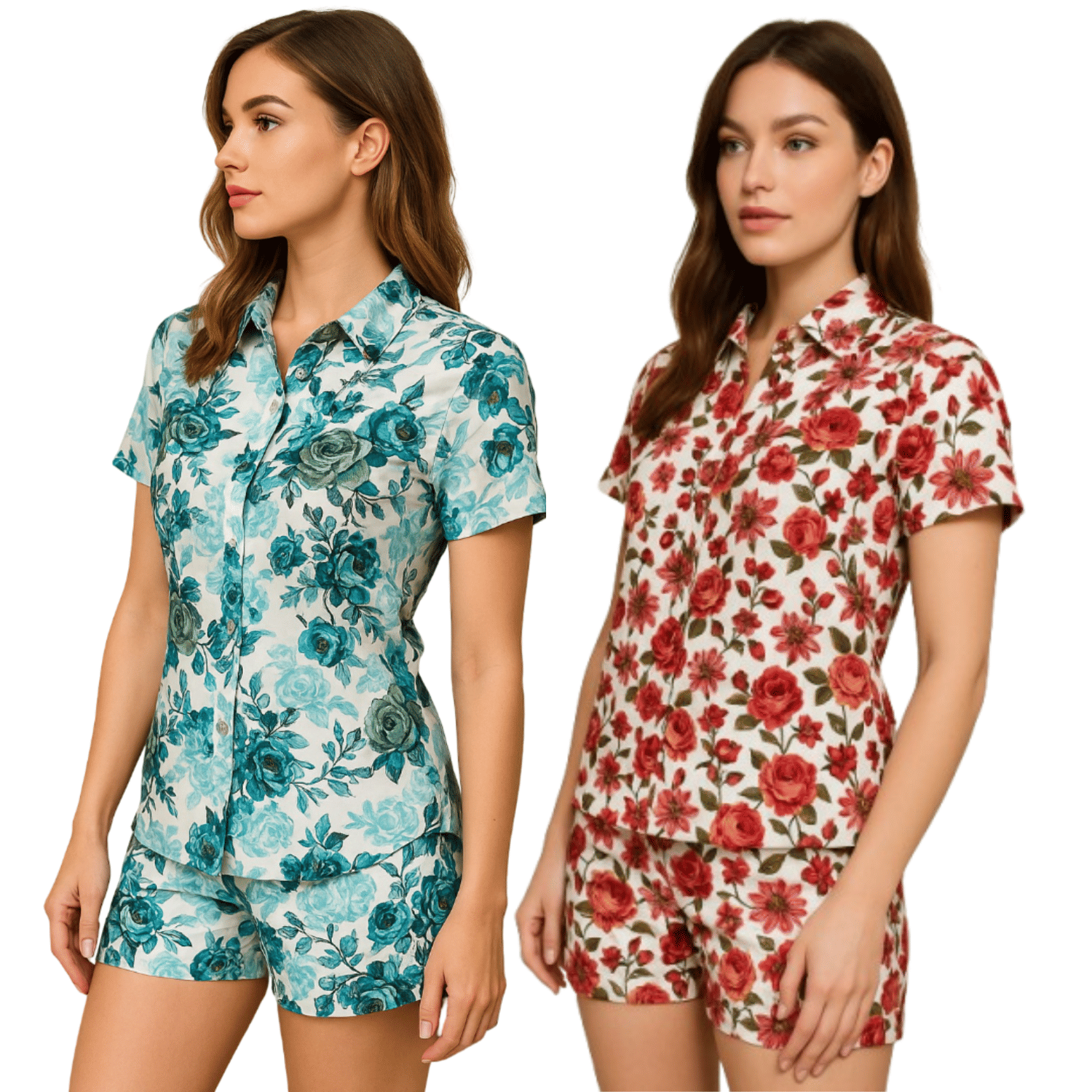     			Ridaa Women Printed Shirt With Shorts Co-Ord Set ( Multicolor )
